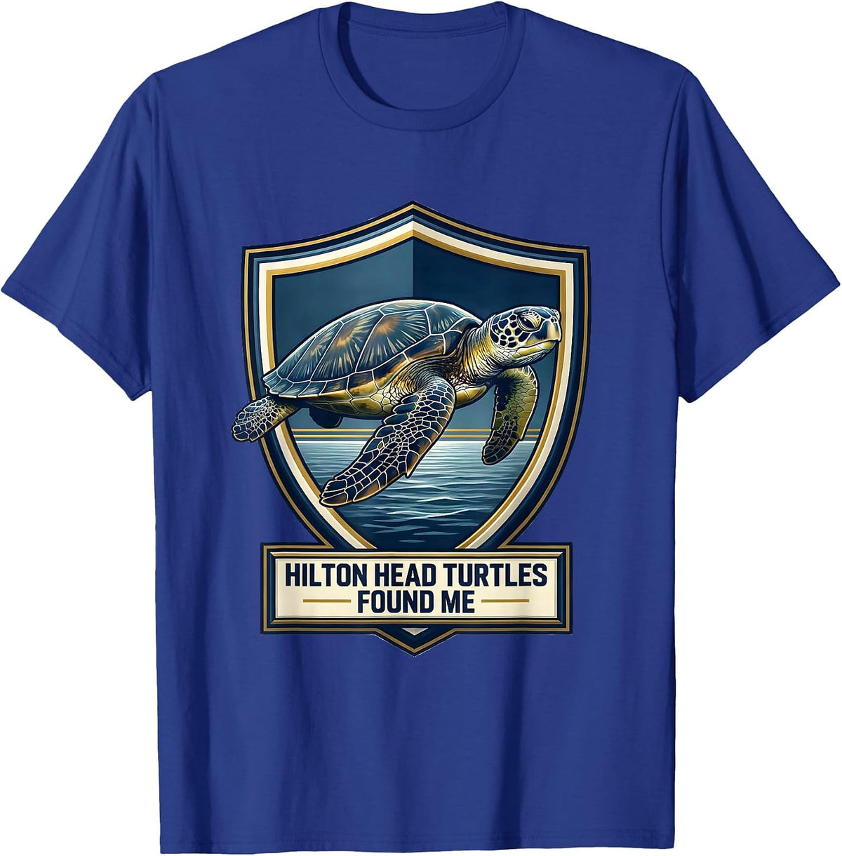 Men's Hilton Head Turtles Found Me Emblem Sea Turtle Lover Coastal T-Shirt - Royal Blue