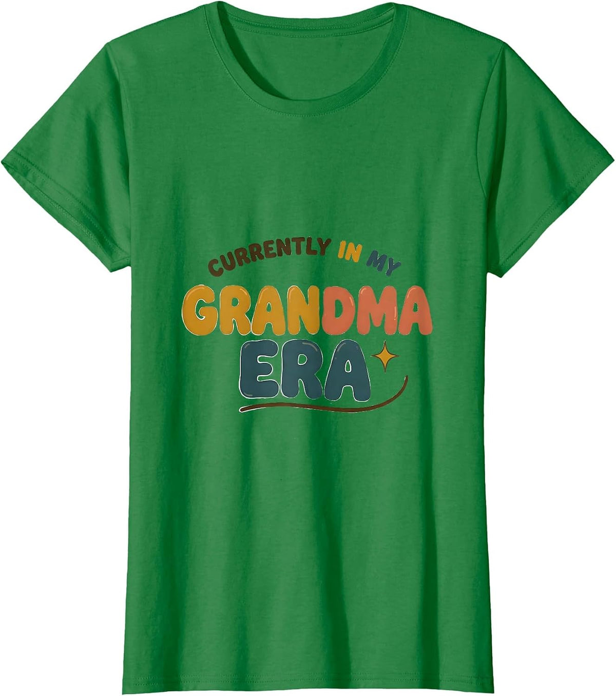Women's Currently In My Grandma Era Retro Groovy Mother Grandmother T-Shirt - Kelly Green