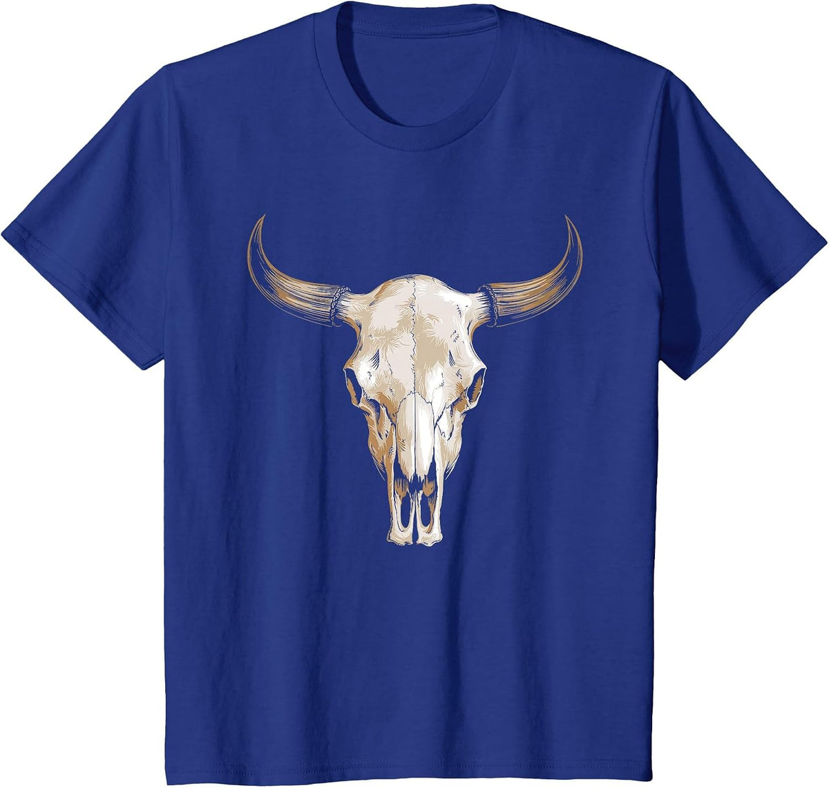 Boho Cow Skull T-Shirt - Royal Blue