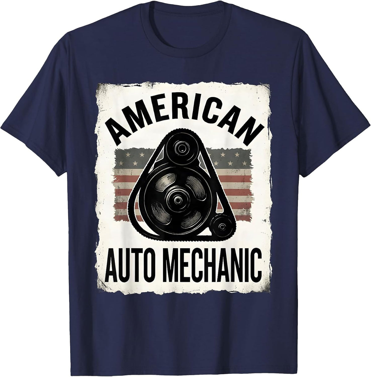 Men's American Auto Mechanic Patriotic Mechanic Gift for Tradesmen T-Shirt - Navy Blue