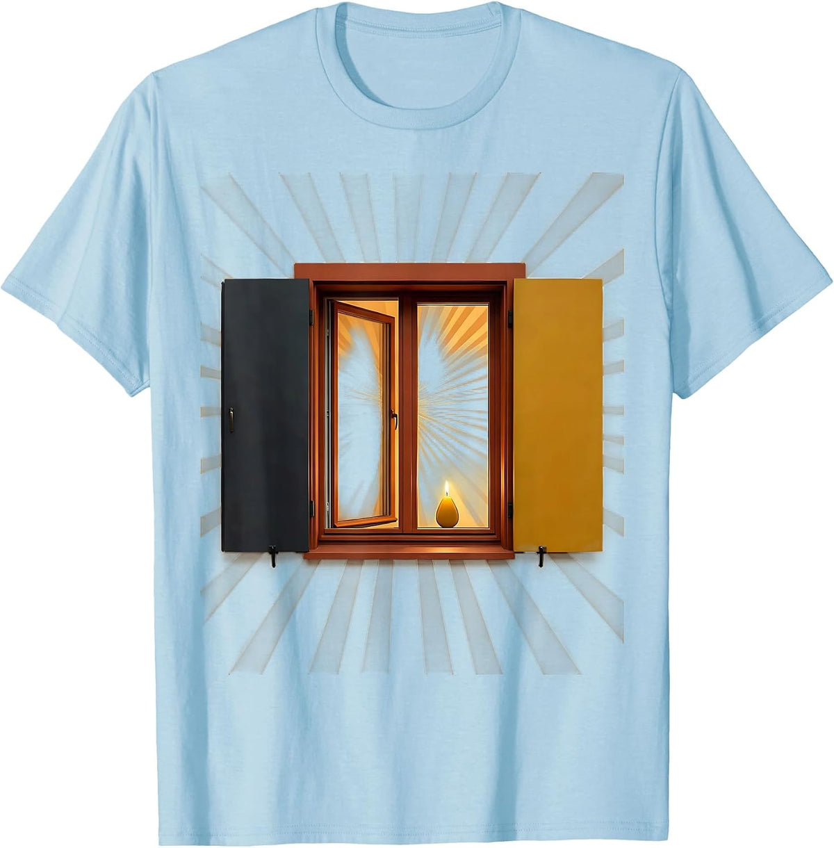 Men's Asymmetrical Chalet Window Midcentury Modern German Heritage T-Shirt - Baby Blue