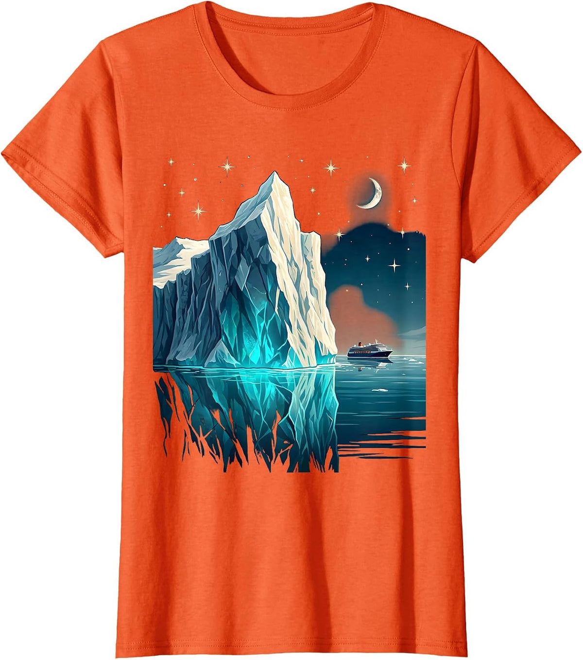 Iceberg Starry Night Sky Cruise Graphic T-Shirt - Orange