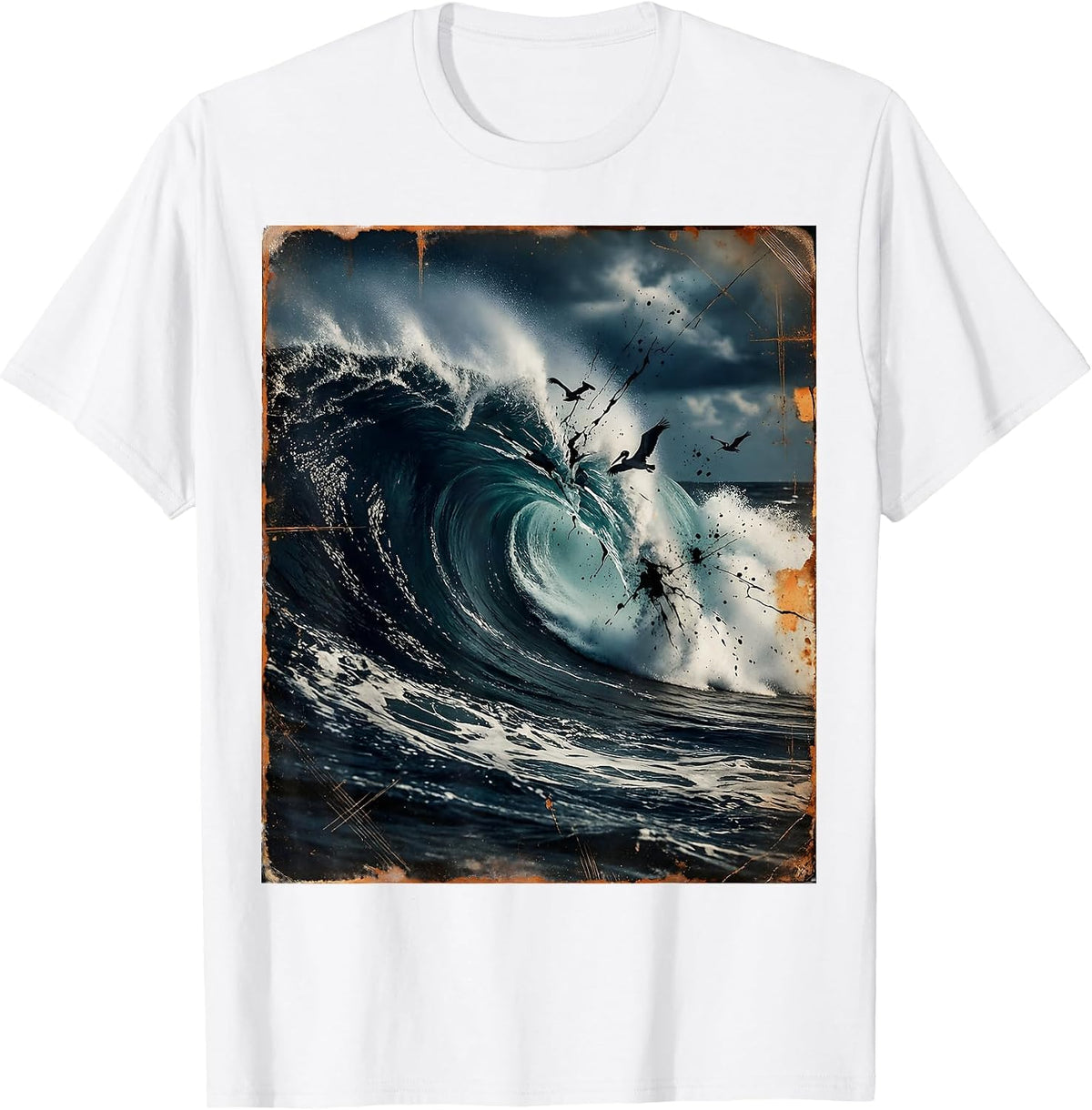 Men's Gulf of America Storm Surge Coastline Illustration T-Shirt - White
