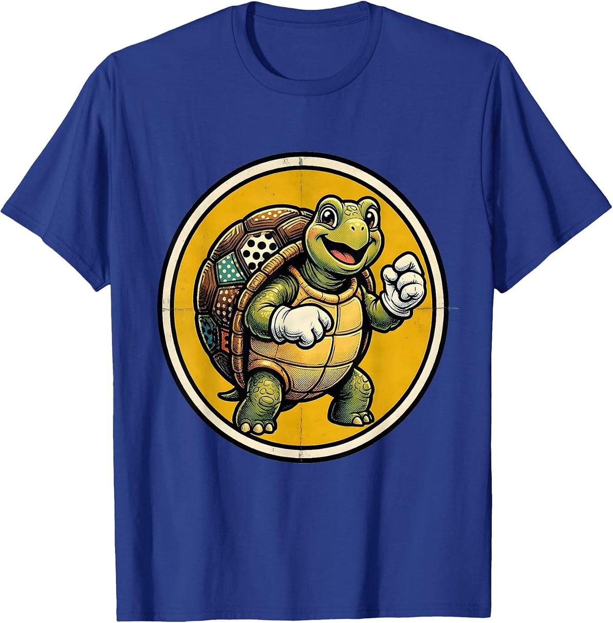 Men's Kids Polka Dot Turtle Mosaic Shell Design T-Shirt - Royal Blue