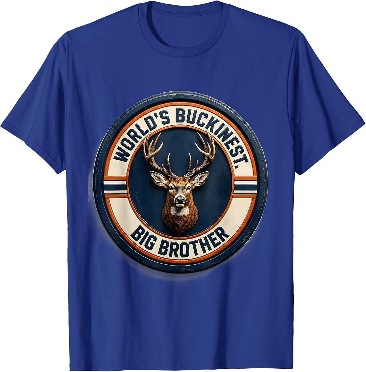 Men's World's Buckinest Big Brother Funny Deer Hunting Dad Joke T-Shirt - Royal Blue