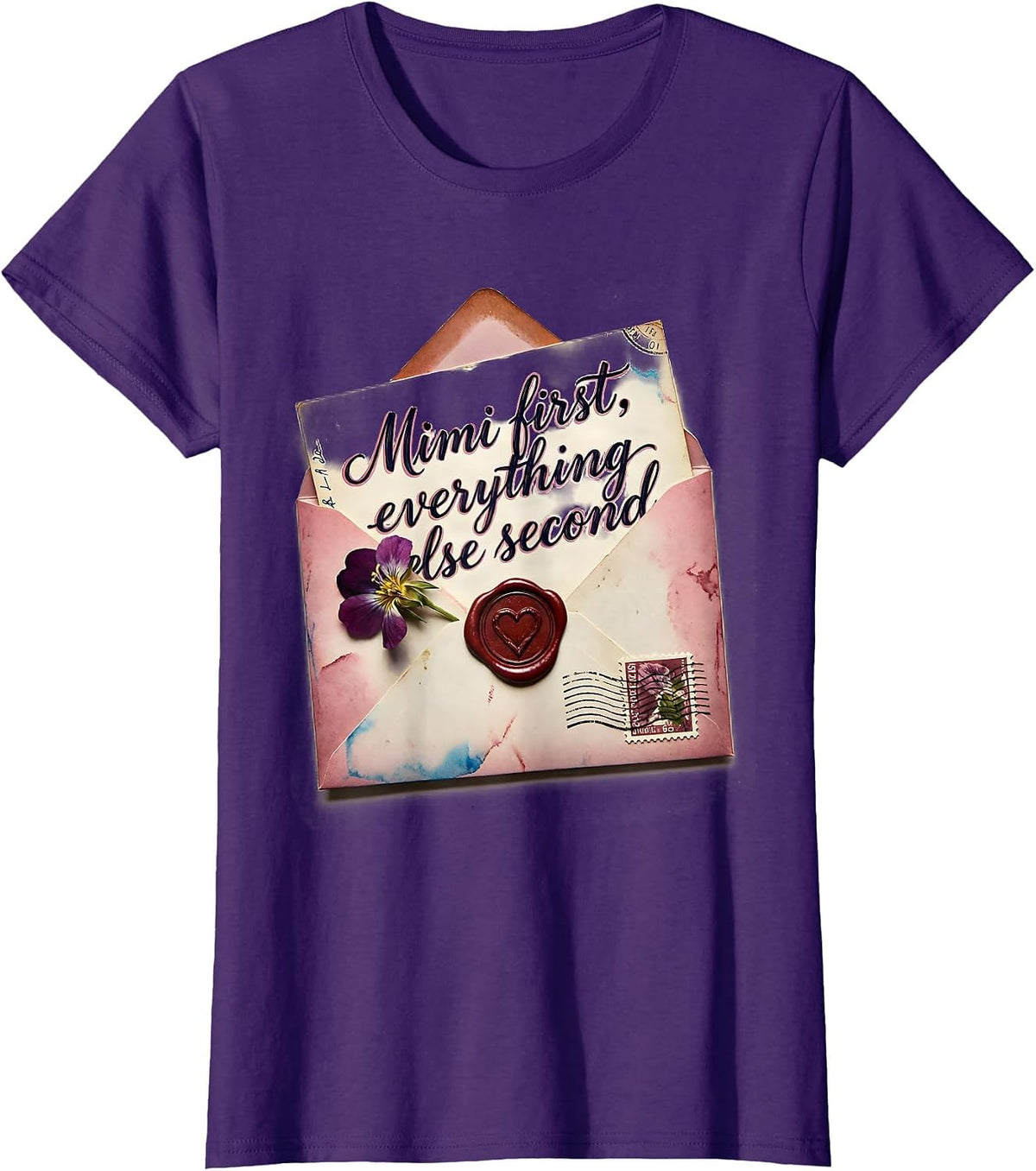 Women's Mimi First Everything Else Second Grandma Design T-Shirt - Purple