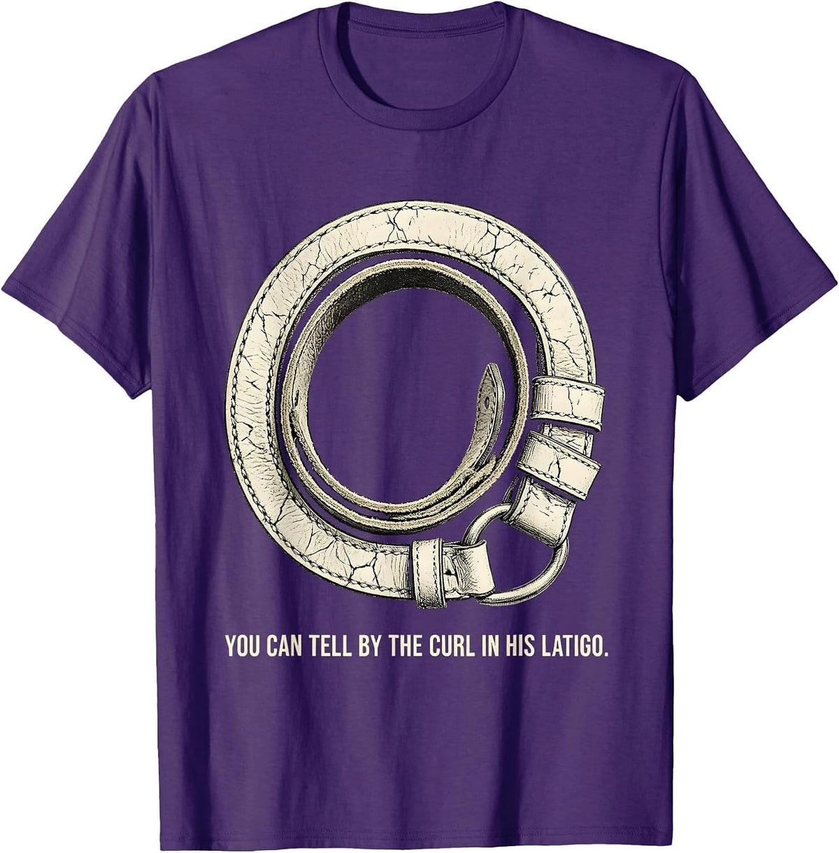 Men's You Can Tell By The Curl In His Latigo Boho Western Glam T-Shirt - Purple