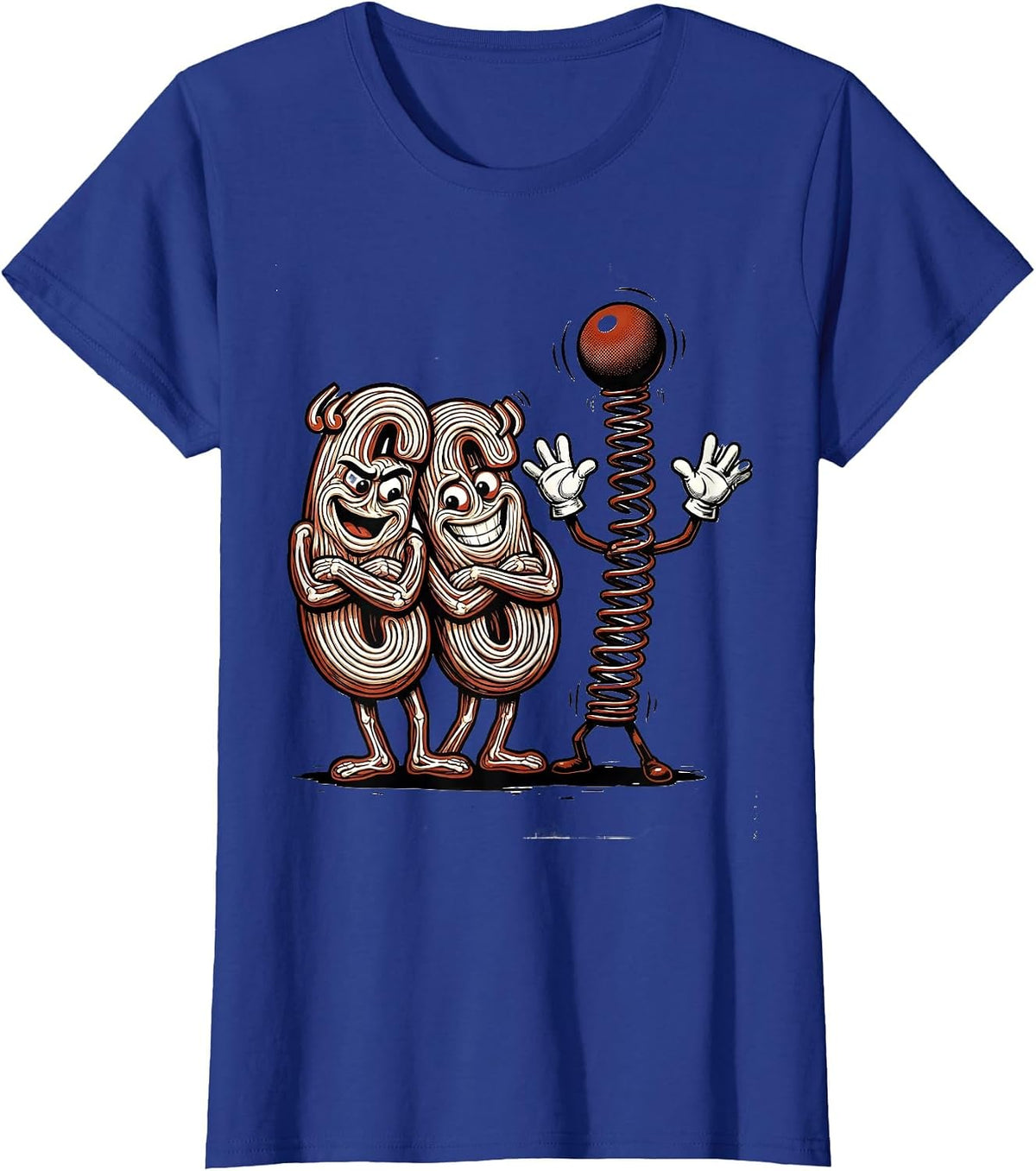 Women's Curled Quotes Exclamation Mark Retro Cartoon Grammar Teacher T-Shirt - Royal Blue