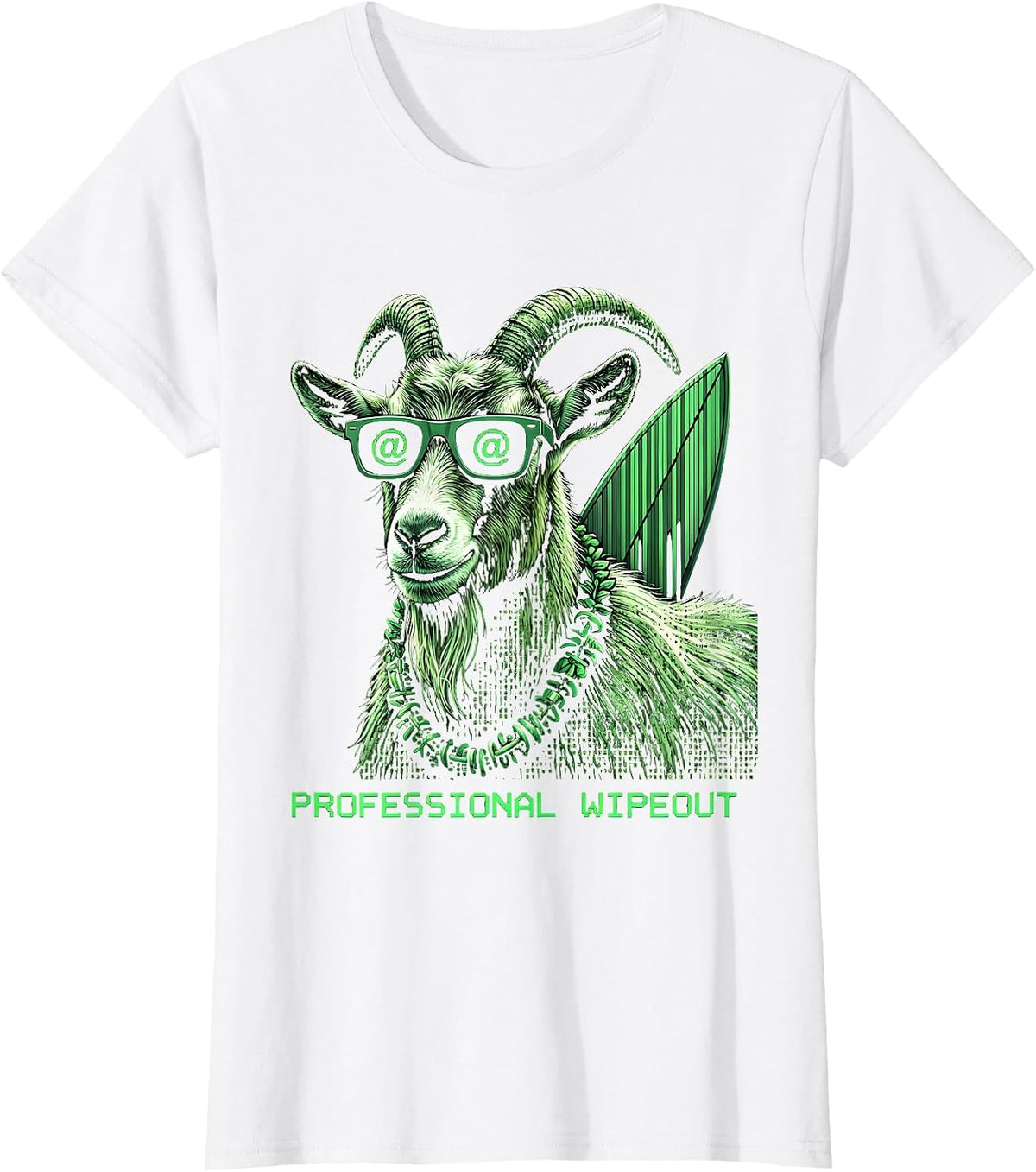 Professional Wipeout Funny Surfing Goat Hawaiian Summer T-Shirt - White