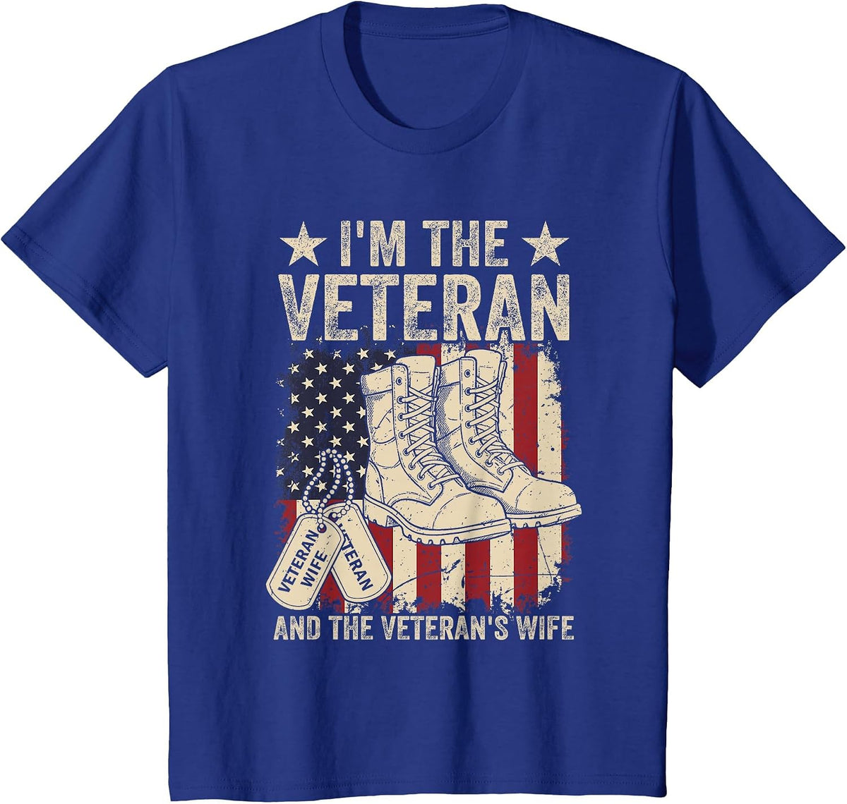 Veteran & Wife Proud American Veteran Wife Veterans Day T-Shirt - Royal Blue