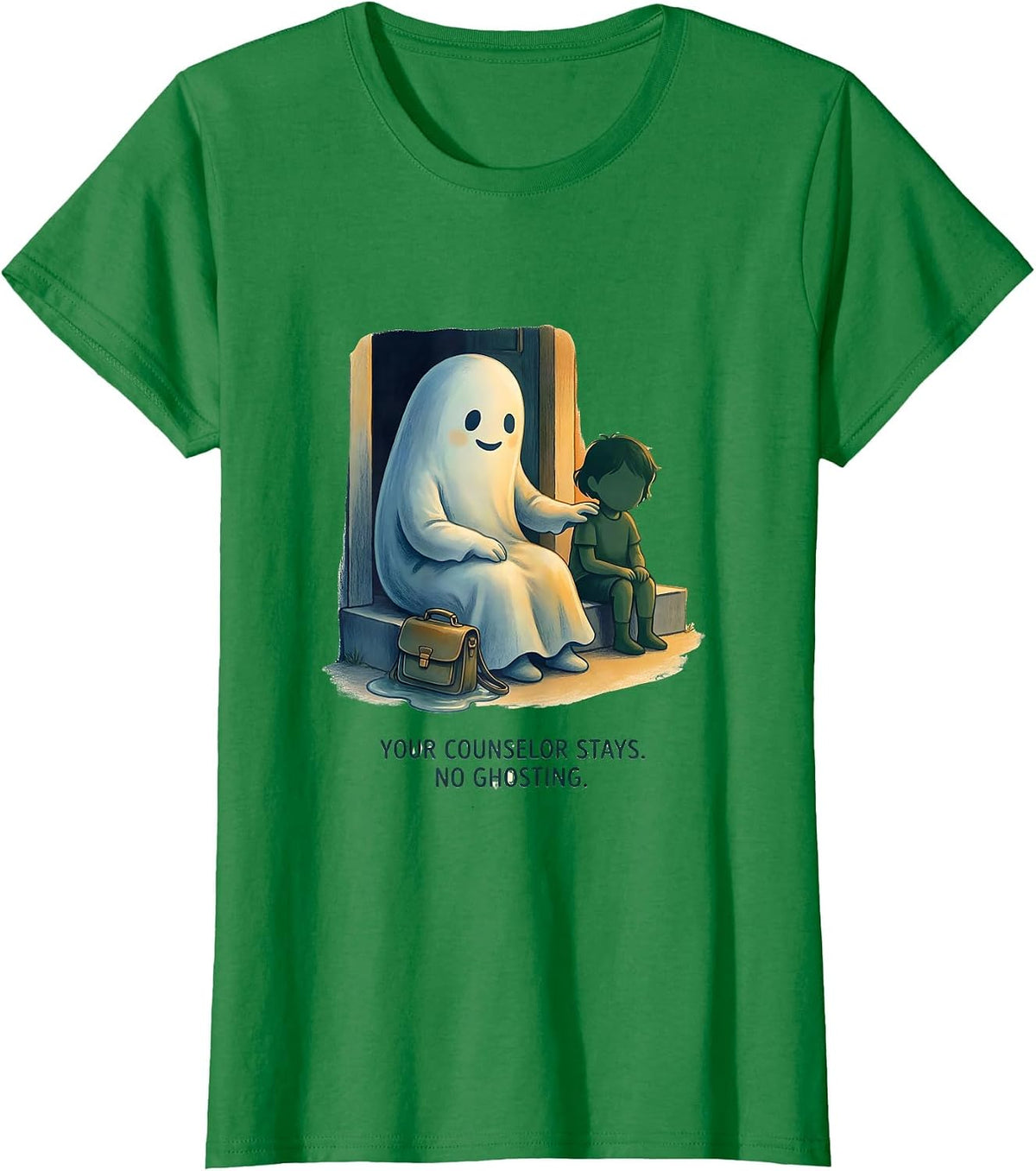 Your Counselor Stays No Ghosting Funny Halloween Mental T-Shirt - Kelly Green