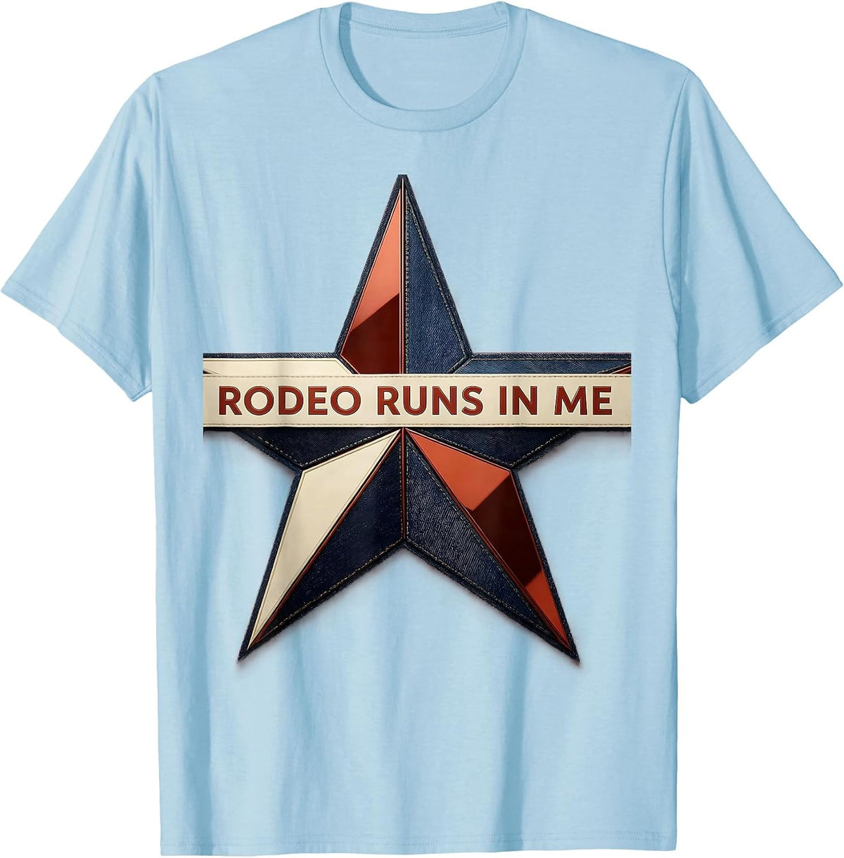 Men's Rodeo Runs In Me Western Cowgirl Design T-Shirt - Baby Blue