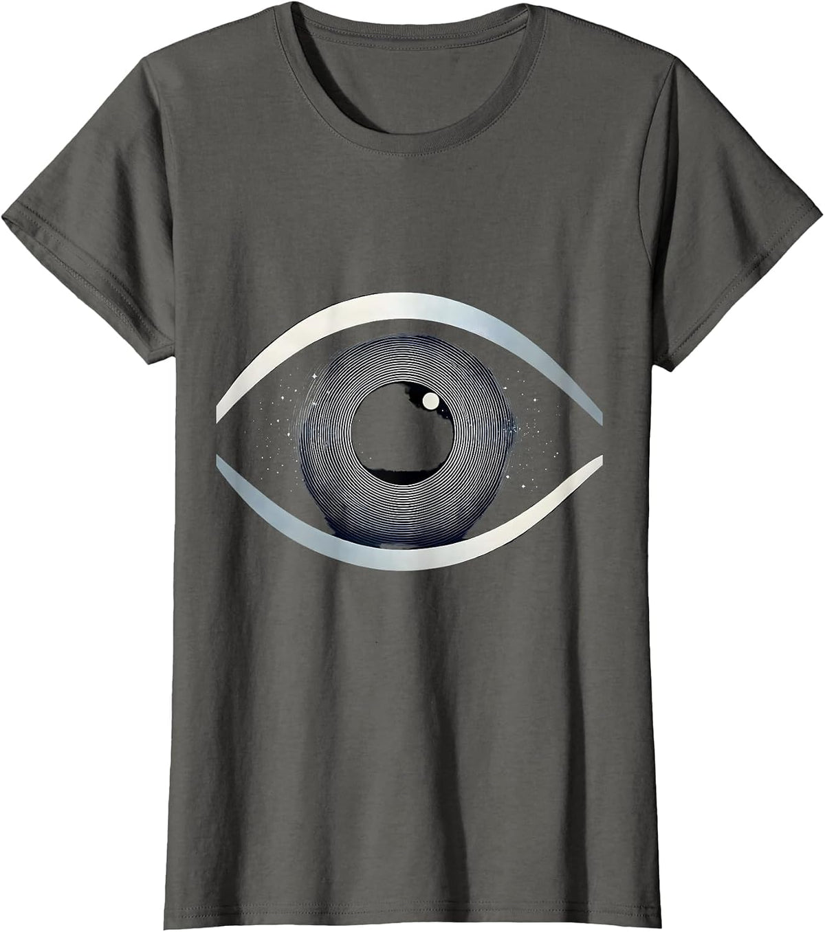 Women's Cosmic Eye Universe Iris Galaxy Design T-Shirt - Asphalt Grey