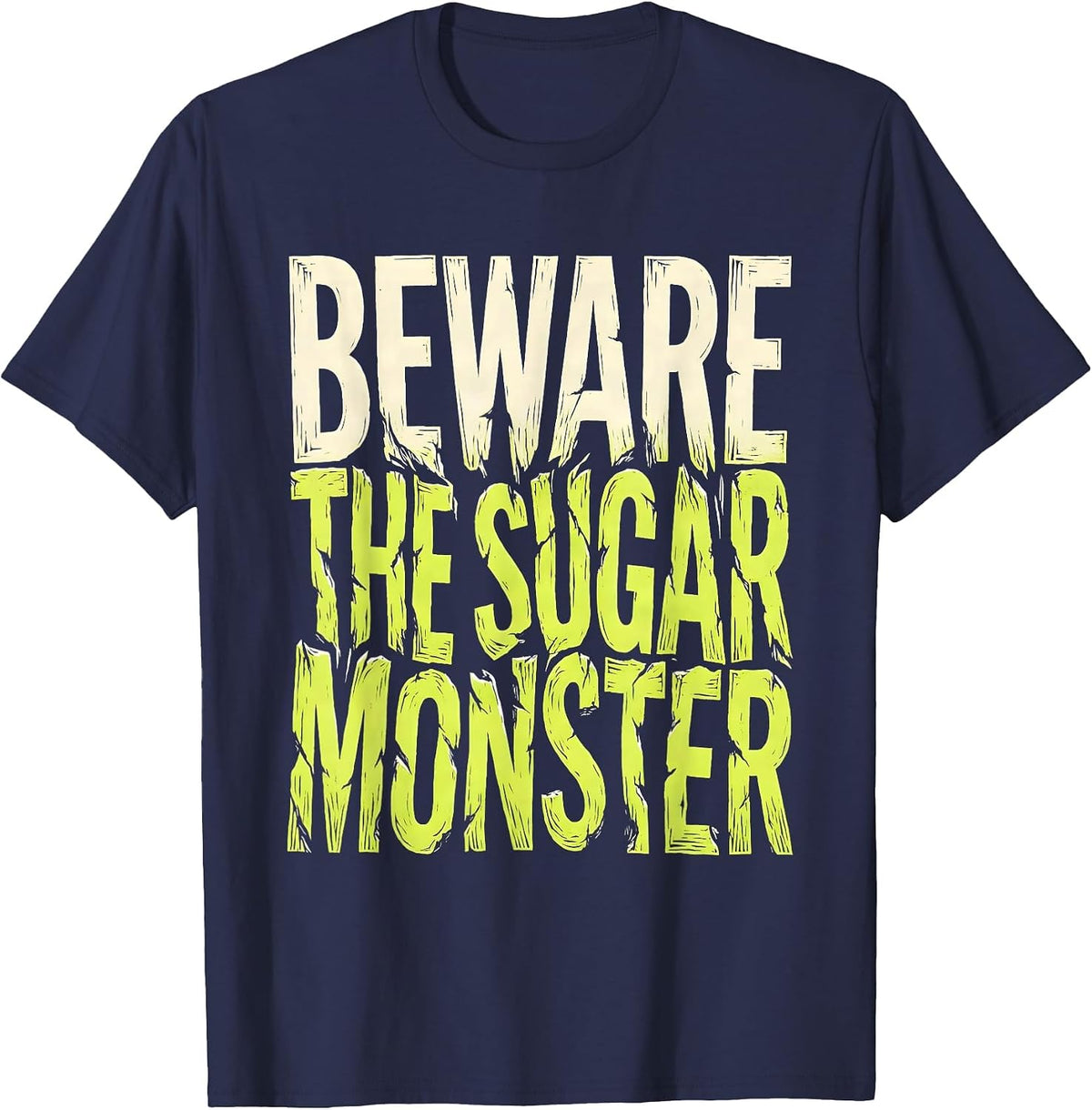 Beware the Sugar Monster Dental Halloween Design T-Shirt - Navy Blue
