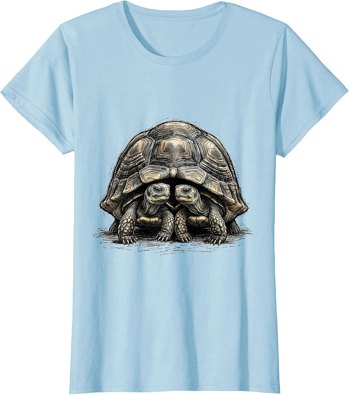 Women's Best Friends Sharing a Shell Cute Turtle Design T-Shirt - Baby Blue