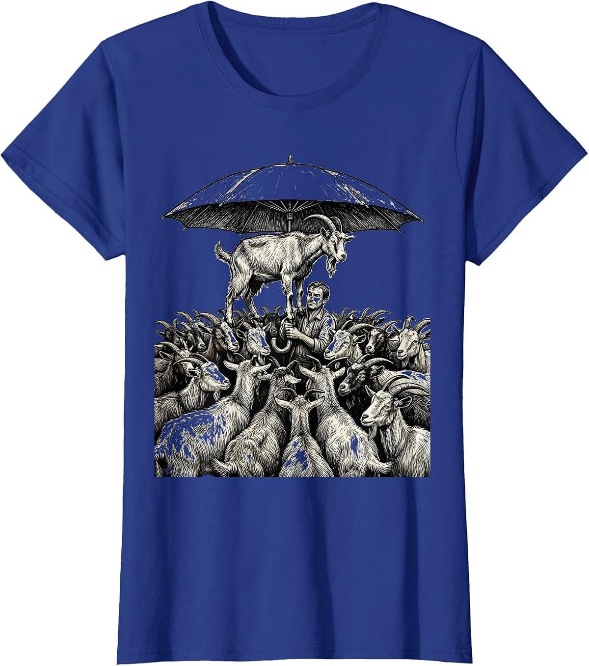Women's Umbrella Keeper Farm Goat Humor Animal Lover Gift T-Shirt - Royal Blue