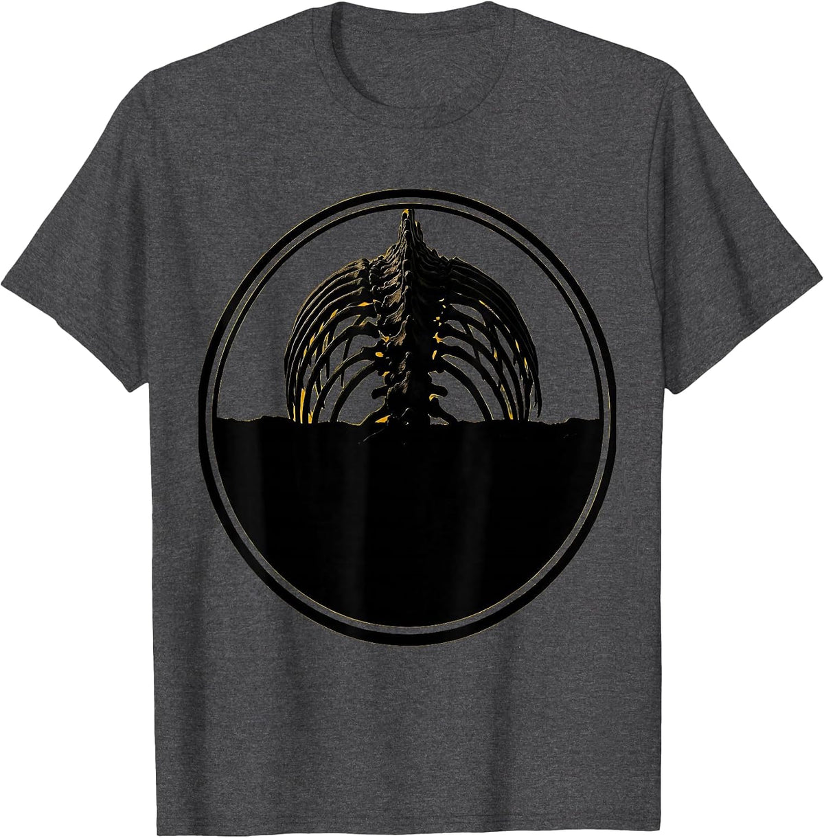 Men's Dinosaur Bones Rising From Tar Pit Graphic T-Shirt - Dark Heather Grey