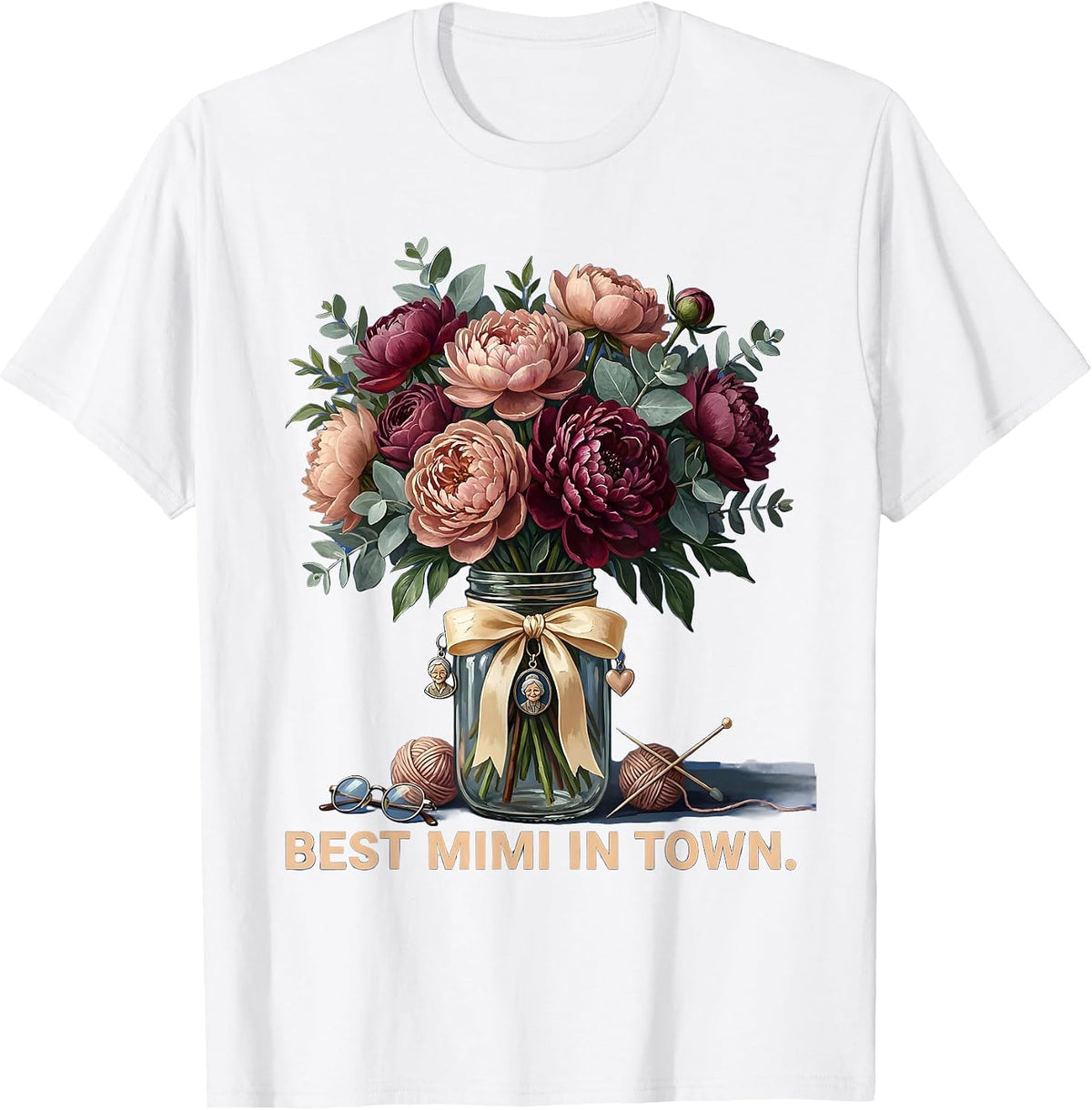 Men's Best Mimi In Town Grandma Pride Design T-Shirt - White