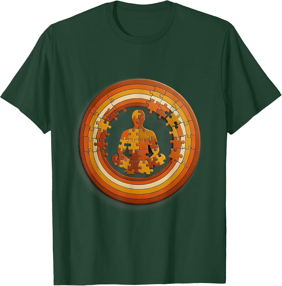 Men's School Counselor Puzzle Piece Silhouette Design T-Shirt - Dark Green