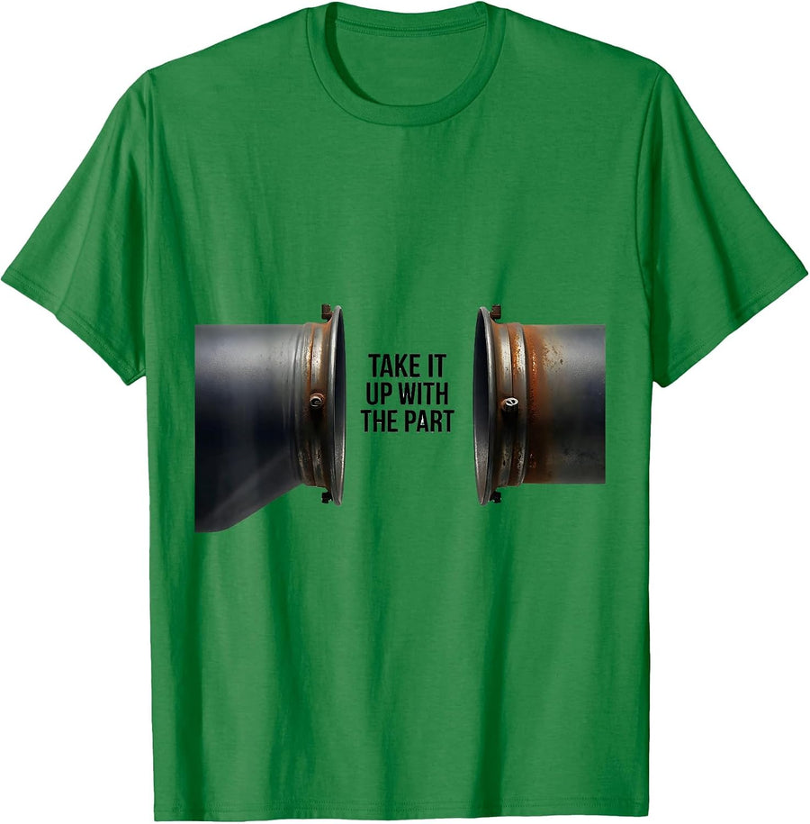 Men's Take It Up With The Part Funny Mechanic Skeleton Auto Repair T-Shirt - Kelly Green