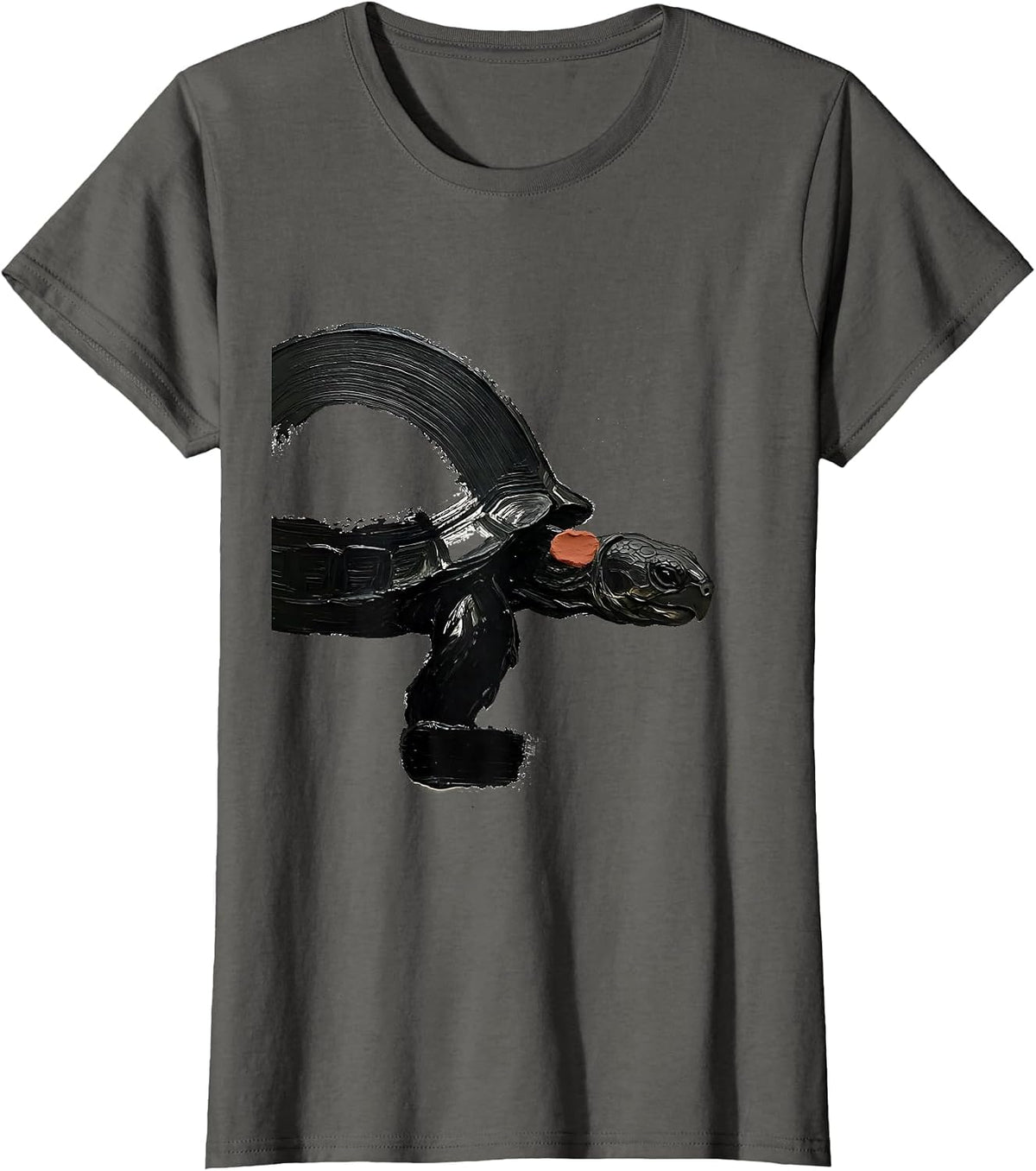 Women's Tortoise Calm Brush Stroke Pet Lover Humor T-Shirt - Asphalt Grey
