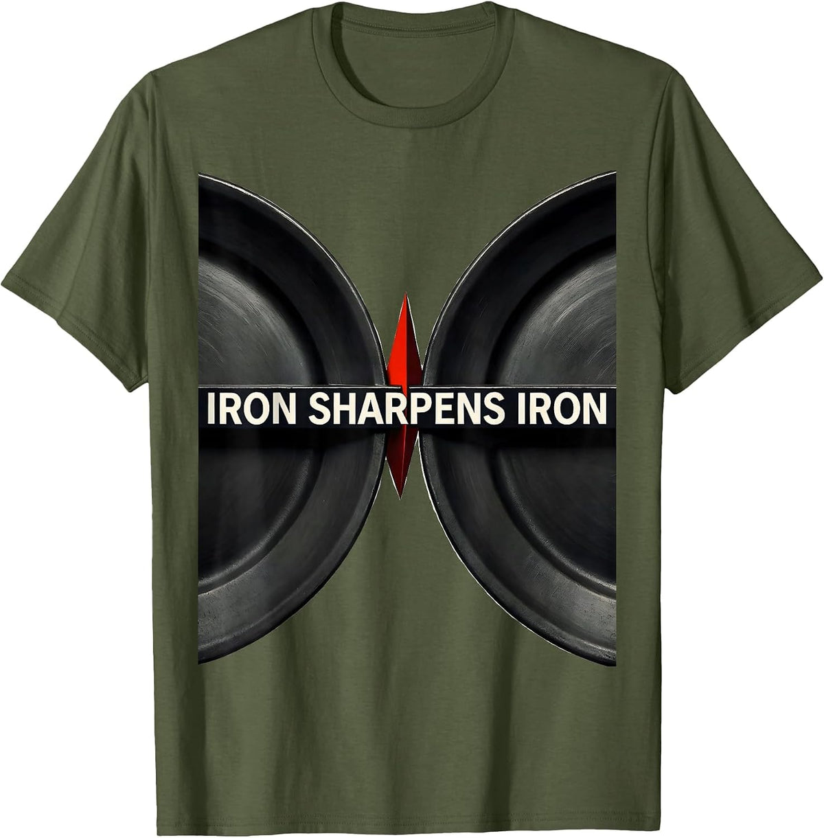 Men's Iron Sharpens Iron Constructivist Faith-Based Gym Workout T-Shirt - Olive Green
