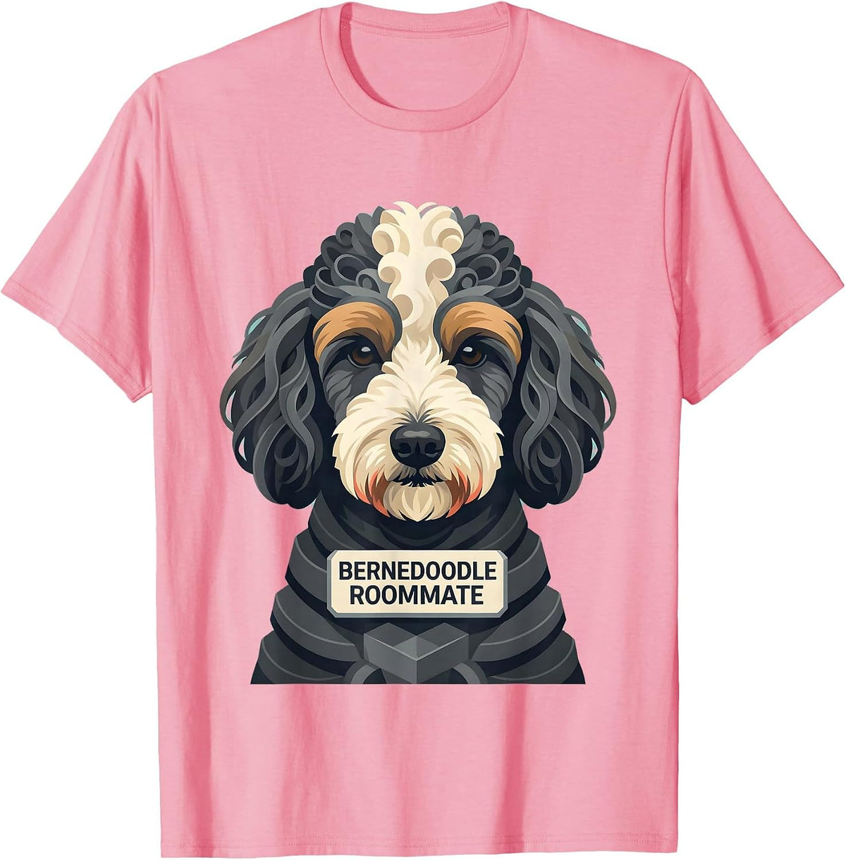 Men's Bernedoodle Roommate Funny Dog Mom Dad Doodle Lover Gift T-Shirt - Pink