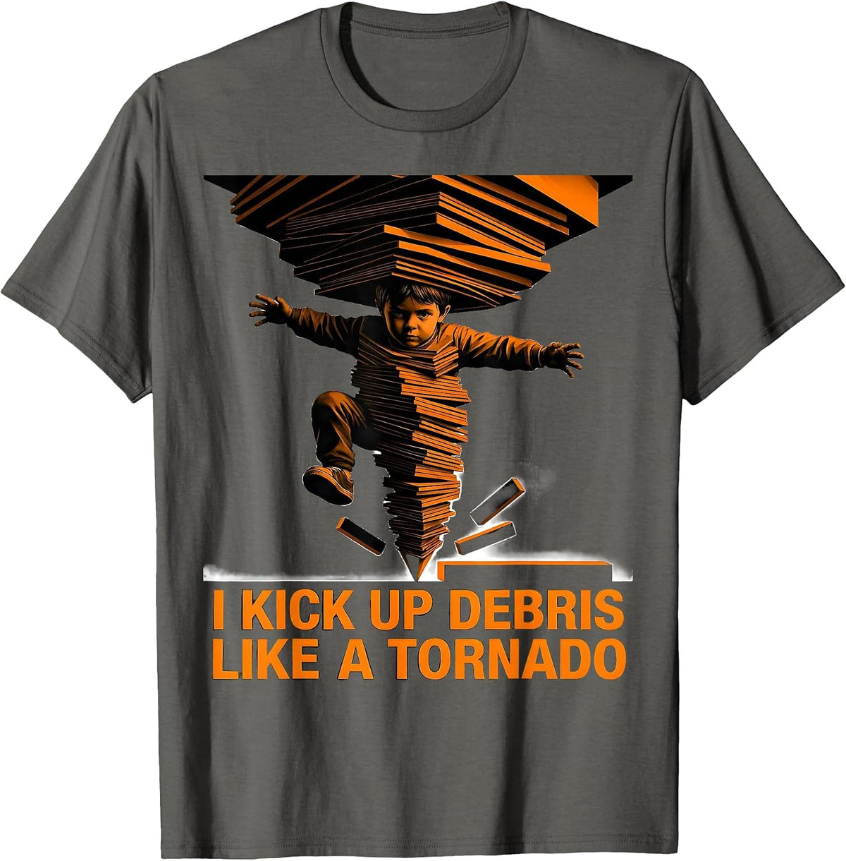 Men's I Kick Up Debris Like A Tornado Funny Meteorology Storm T-Shirt - Asphalt Grey