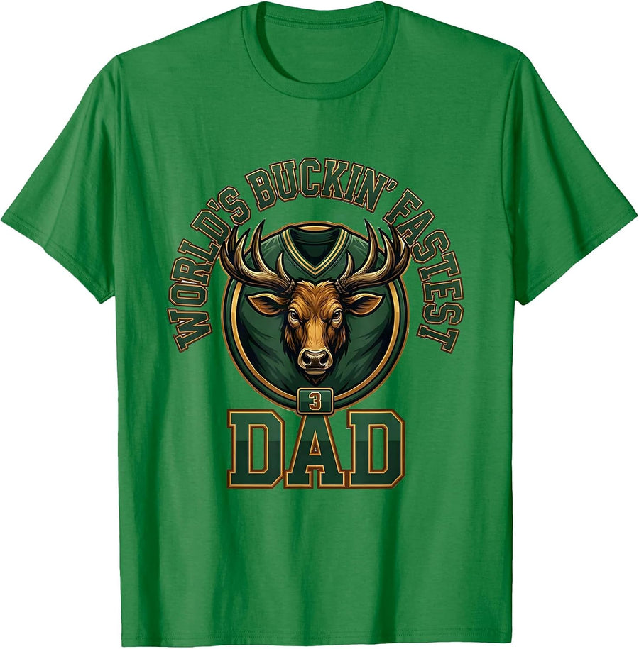 Men's World's Buckin' Fastest Dad Funny Deer Hunting Dad Humor T-Shirt - Kelly Green