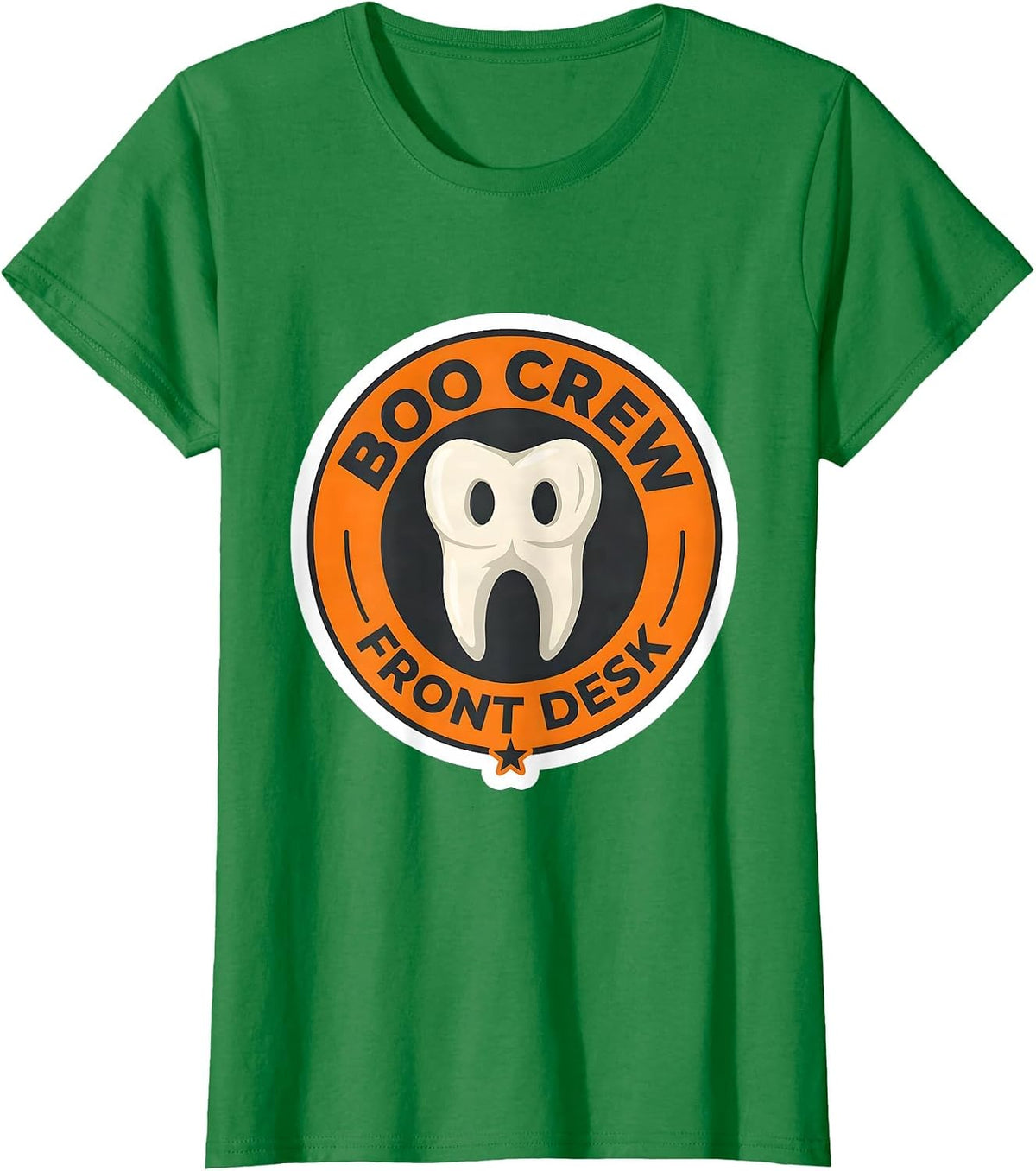 Women's Boo Crew Front Desk Dental Squad Halloween Costume Humor T-Shirt - Kelly Green