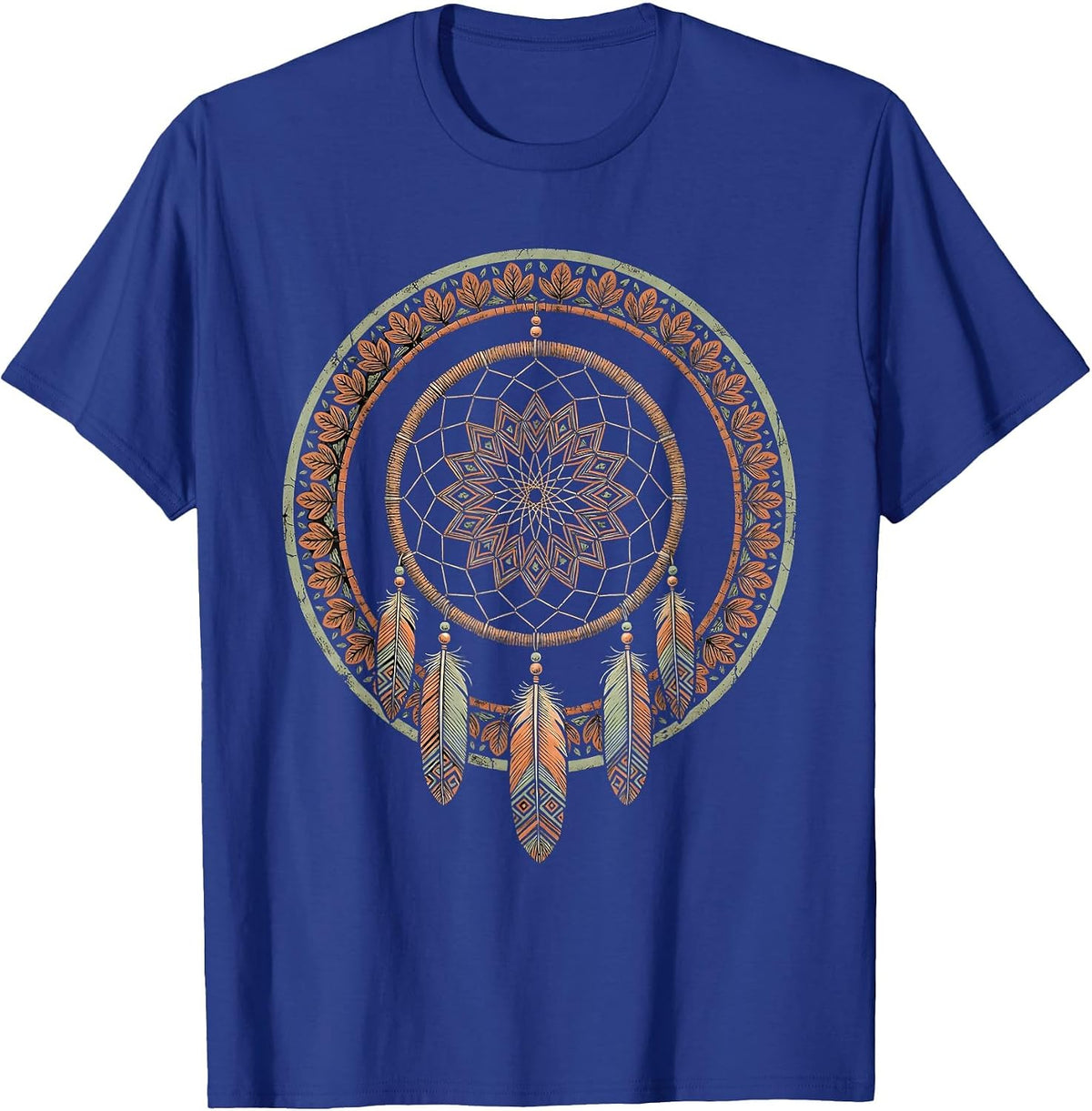 Men's Dreamcatcher Turquoise Beads Western Boho Design T-Shirt - Royal Blue