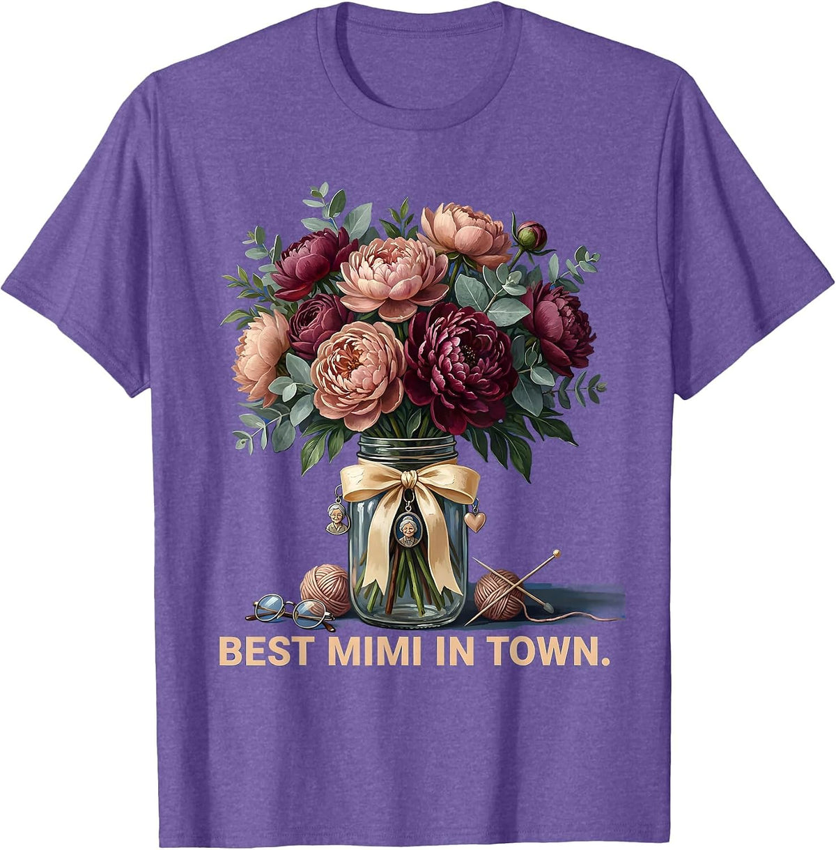 Men's Best Mimi In Town Grandma Pride Design T-Shirt - Purple Heather