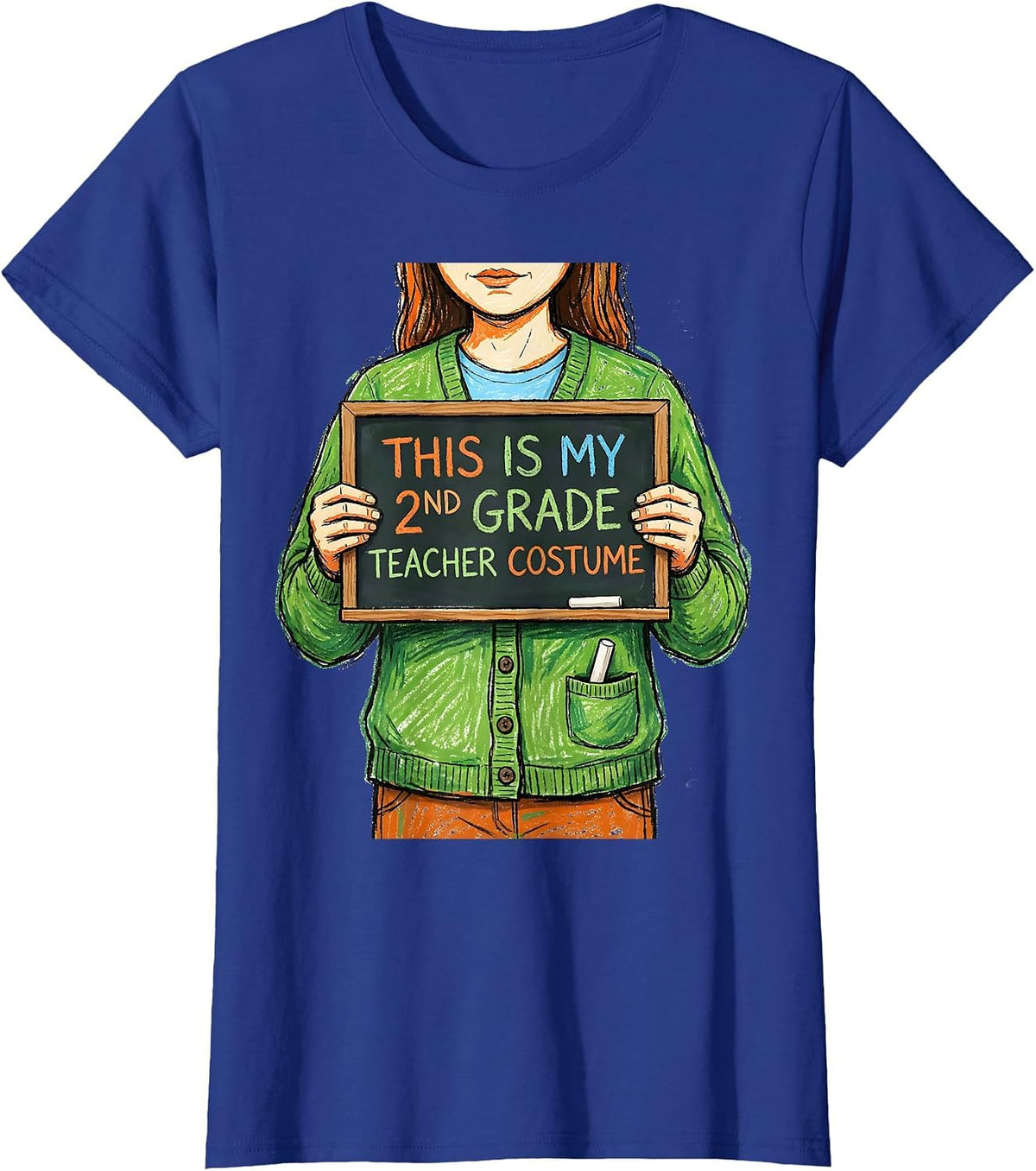 Women's This Is My 2nd Grade Teacher Costume Funny Halloween T-Shirt - Royal Blue