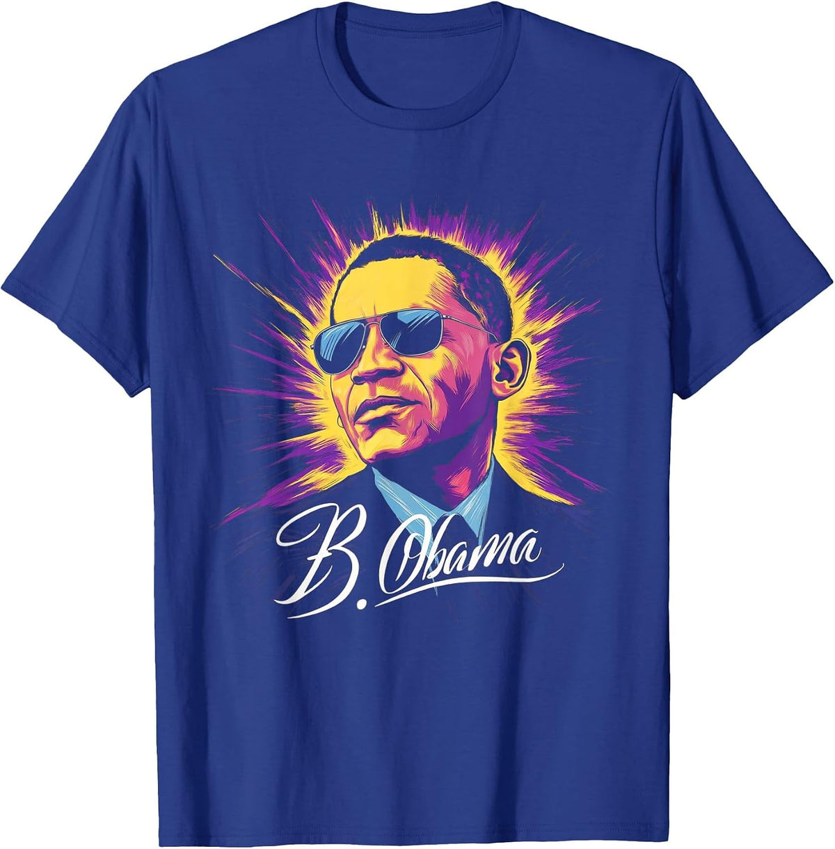 Barack Obama President Portrait Patriotic T-Shirt - Royal Blue