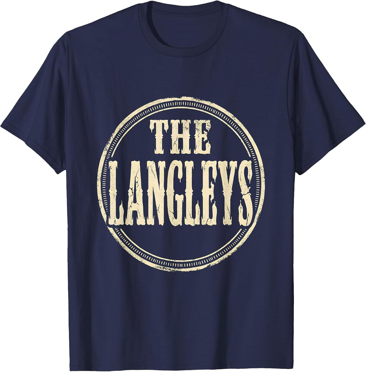 THE LANGLEYS Boho Western Mono Vintage Surname Gift T-Shirt - Navy Blue