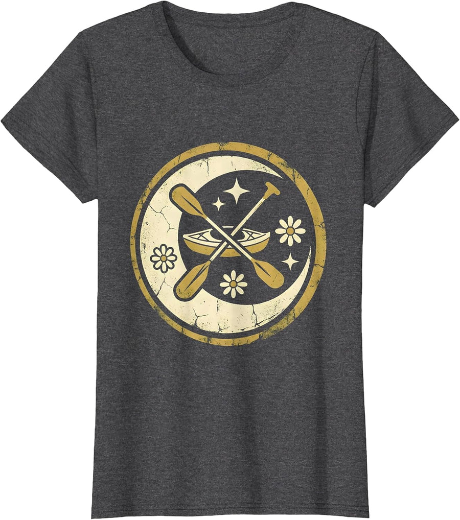 Women's Retired Kayaker Misty Water Illustration T-Shirt - Dark Heather Grey