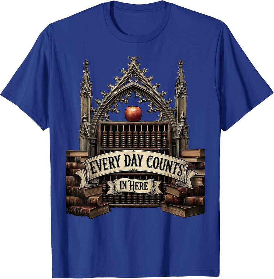 Every Day Counts In Here 2nd Grade Teacher Design T-Shirt - Royal Blue