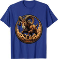 Angry Charging Goat with Dust Trail Graphic T-Shirt - Royal Blue