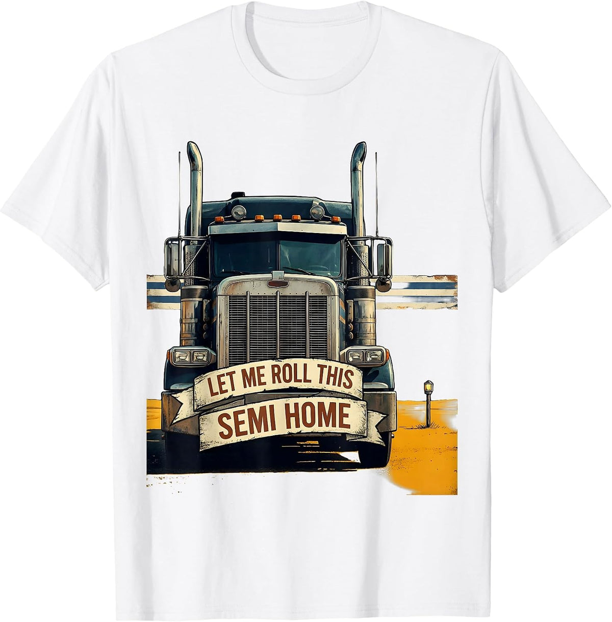 Men's Let Me Roll This Semi Home Vintage Trucker American Flag T-Shirt - White