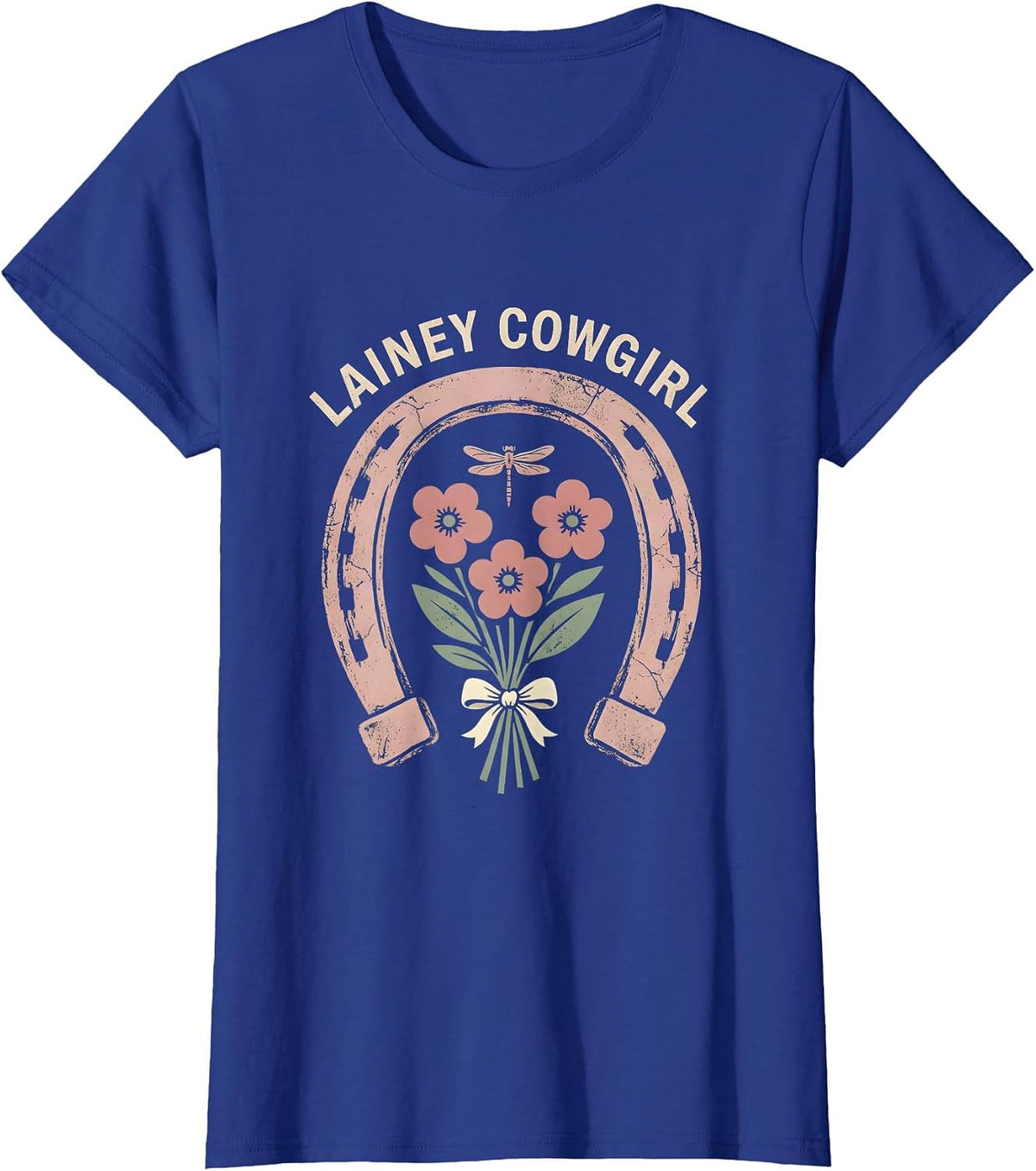Women's Lainey Cowgirl Floral Boho Western Name Gift for Girls T-Shirt - Royal Blue