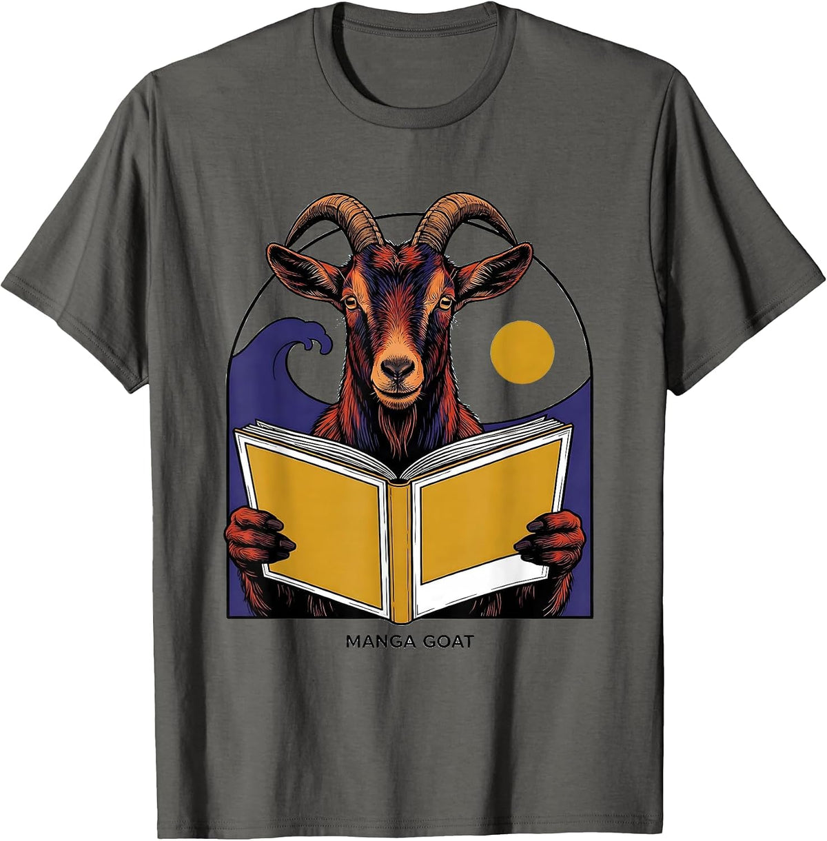 Manga Goat Kawaii Anime Animal Lover Retro Japanese Pop T-Shirt - Asphalt Grey