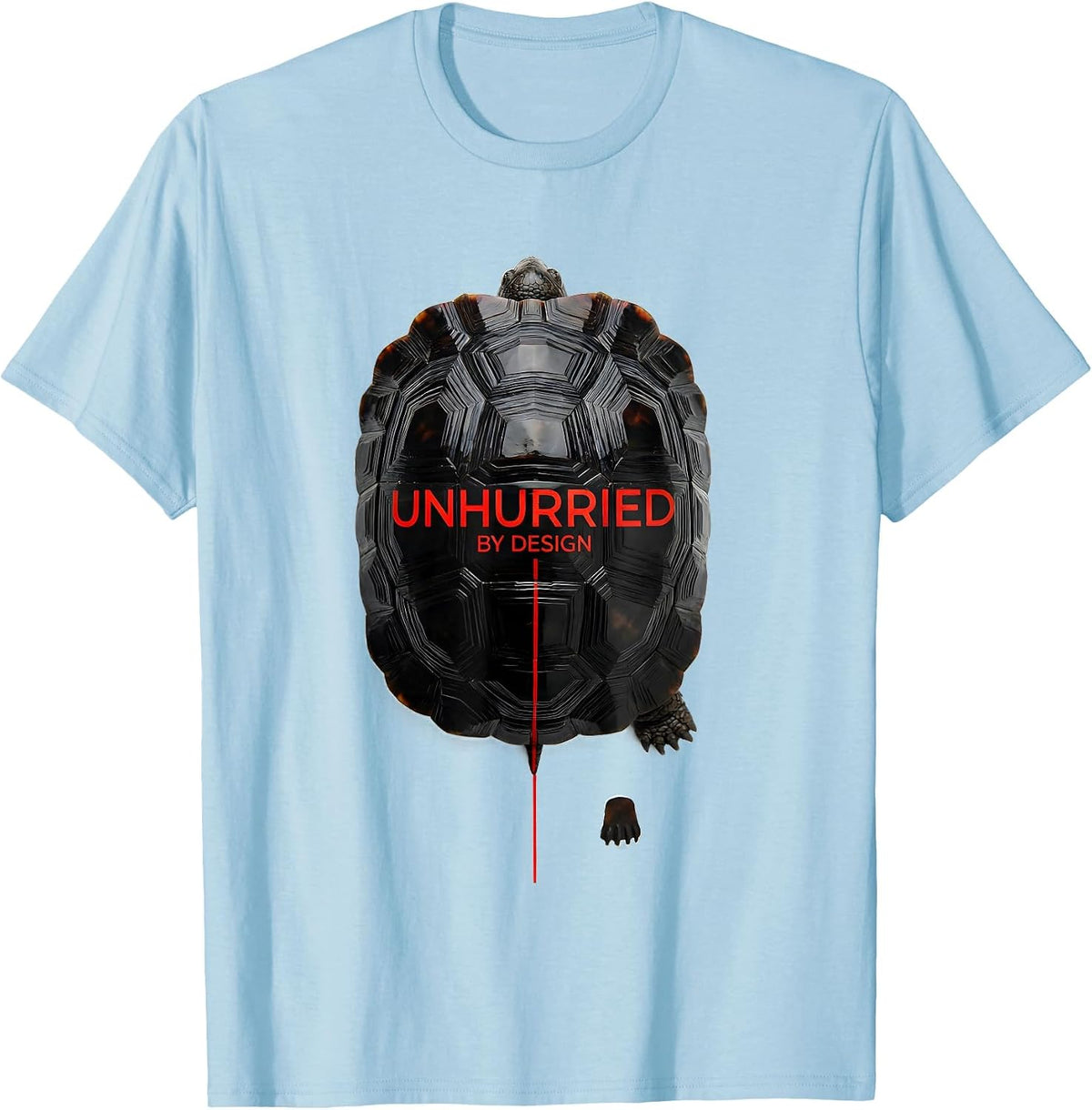Men's Unhurried By Design Swiss International Turtle Lover Humor T-Shirt - Baby Blue