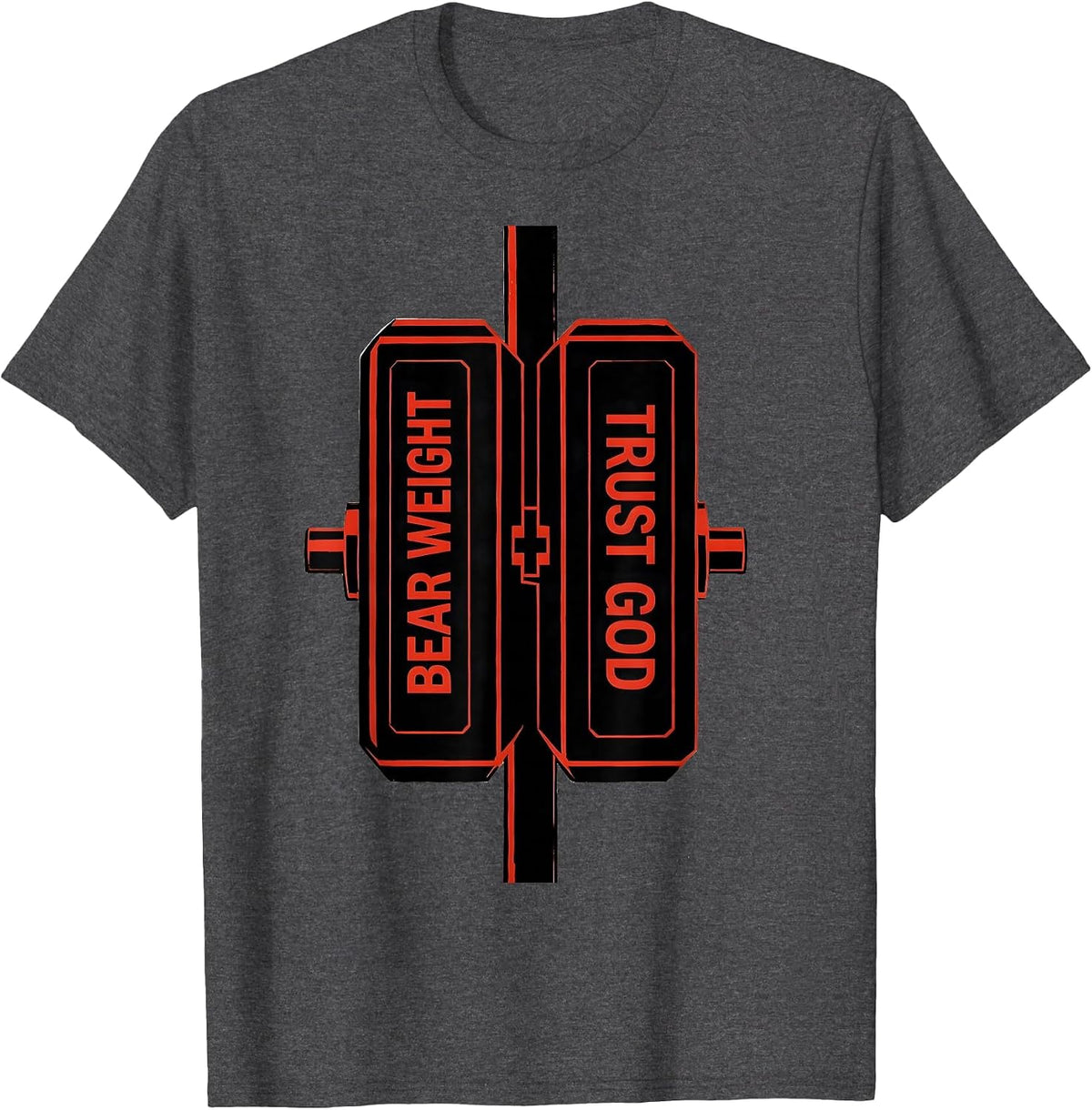 Bear Weight Trust God Faith Fitness Gym Christian T-Shirt - Dark Heather Grey