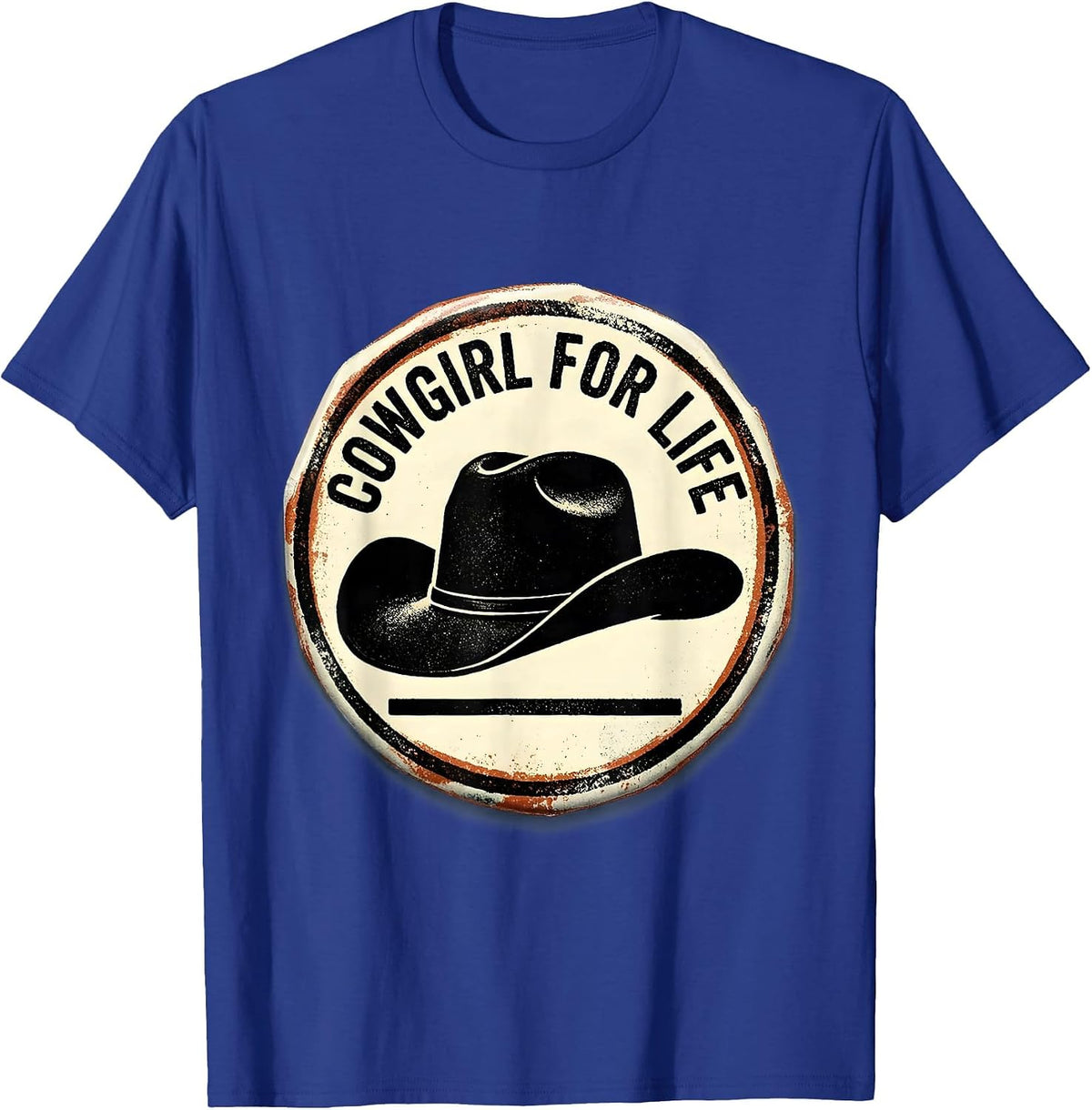 Cowgirl For Life Retro Western Rodeo Identity Pride T-Shirt - Royal Blue