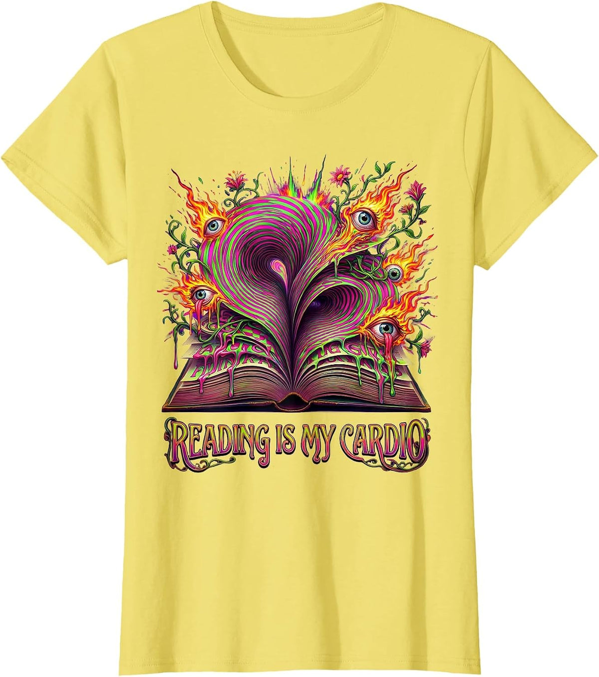 Reading Is My Cardio English Teacher Design T-Shirt - Lemon Yellow
