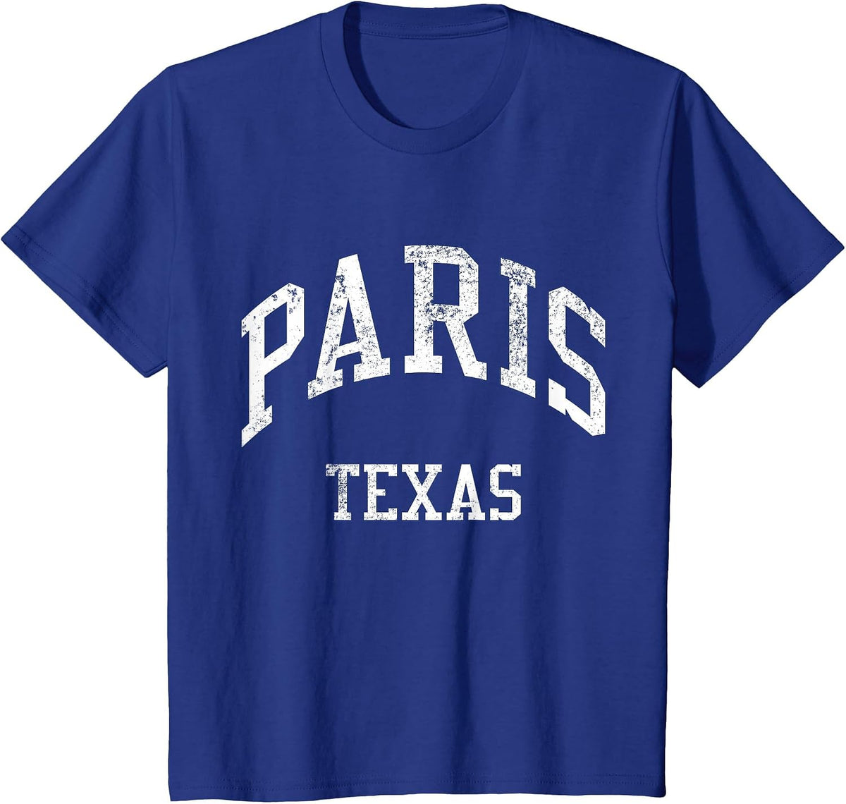 Paris Texas Retro 70s College Sports Style T-Shirt - Royal Blue
