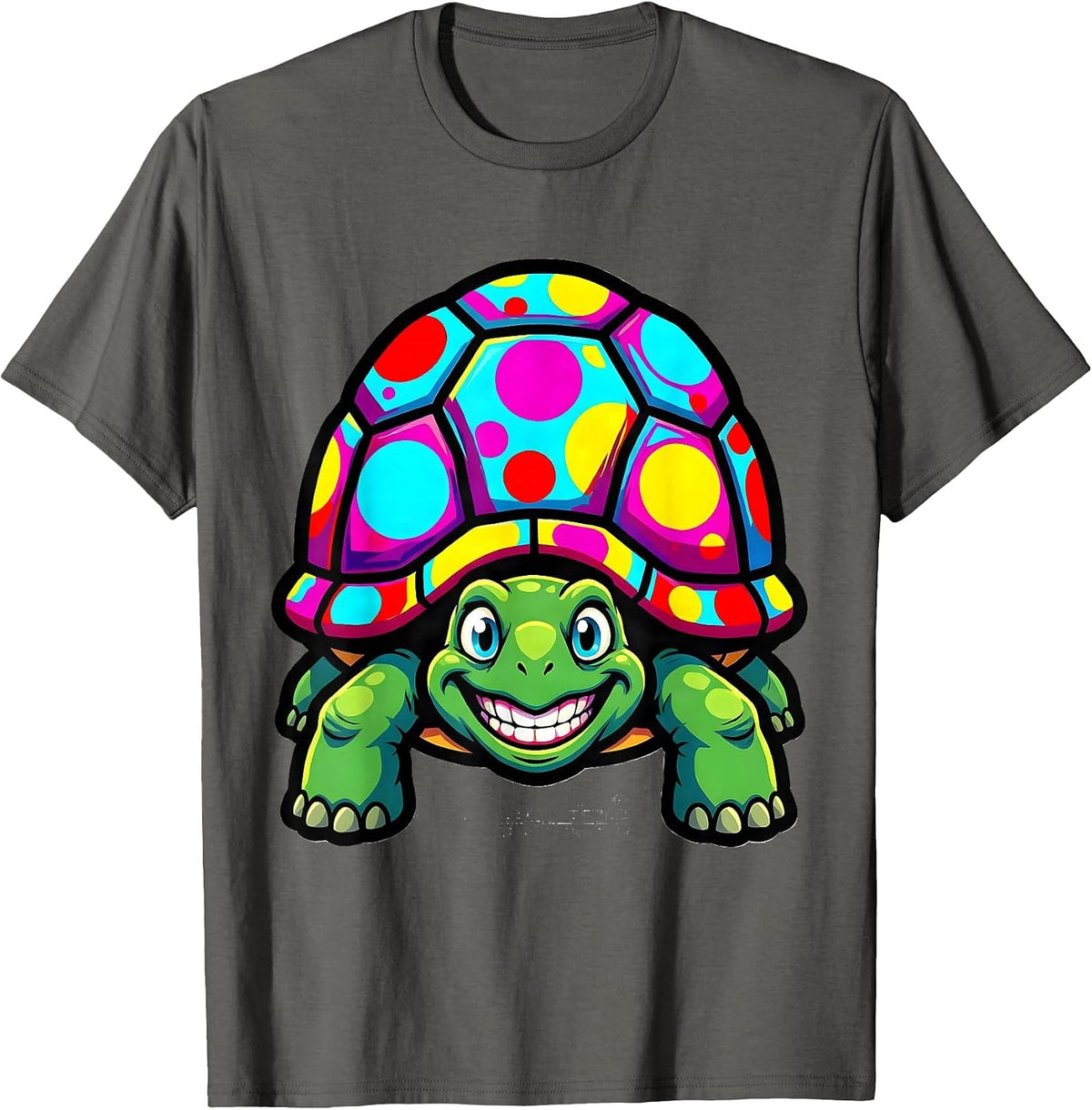 Men's Kids Polka Dot Turtle Colorful Circle Shell Design T-Shirt - Asphalt Grey