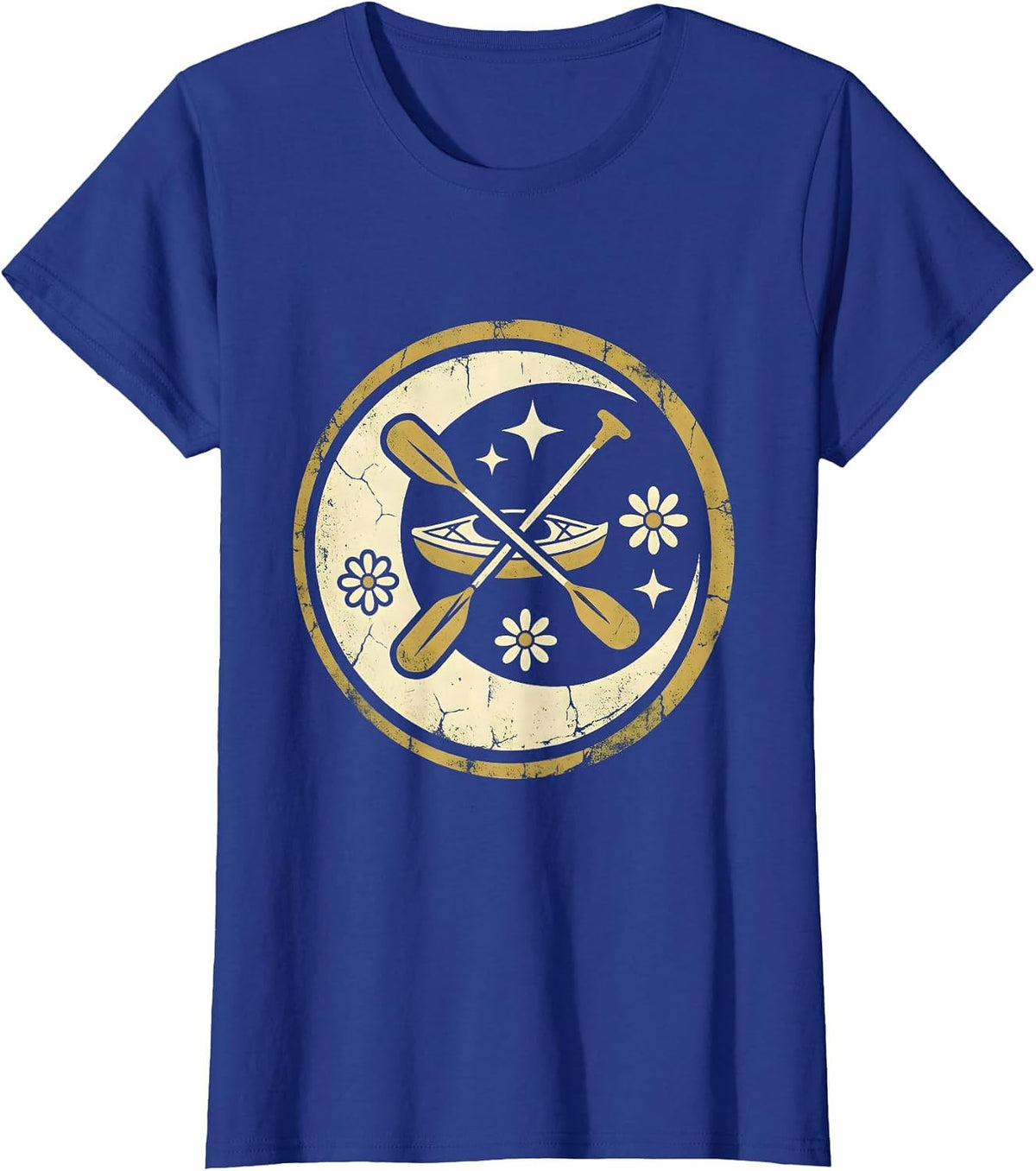 Women's Retired Kayaker Misty Water Illustration T-Shirt - Royal Blue