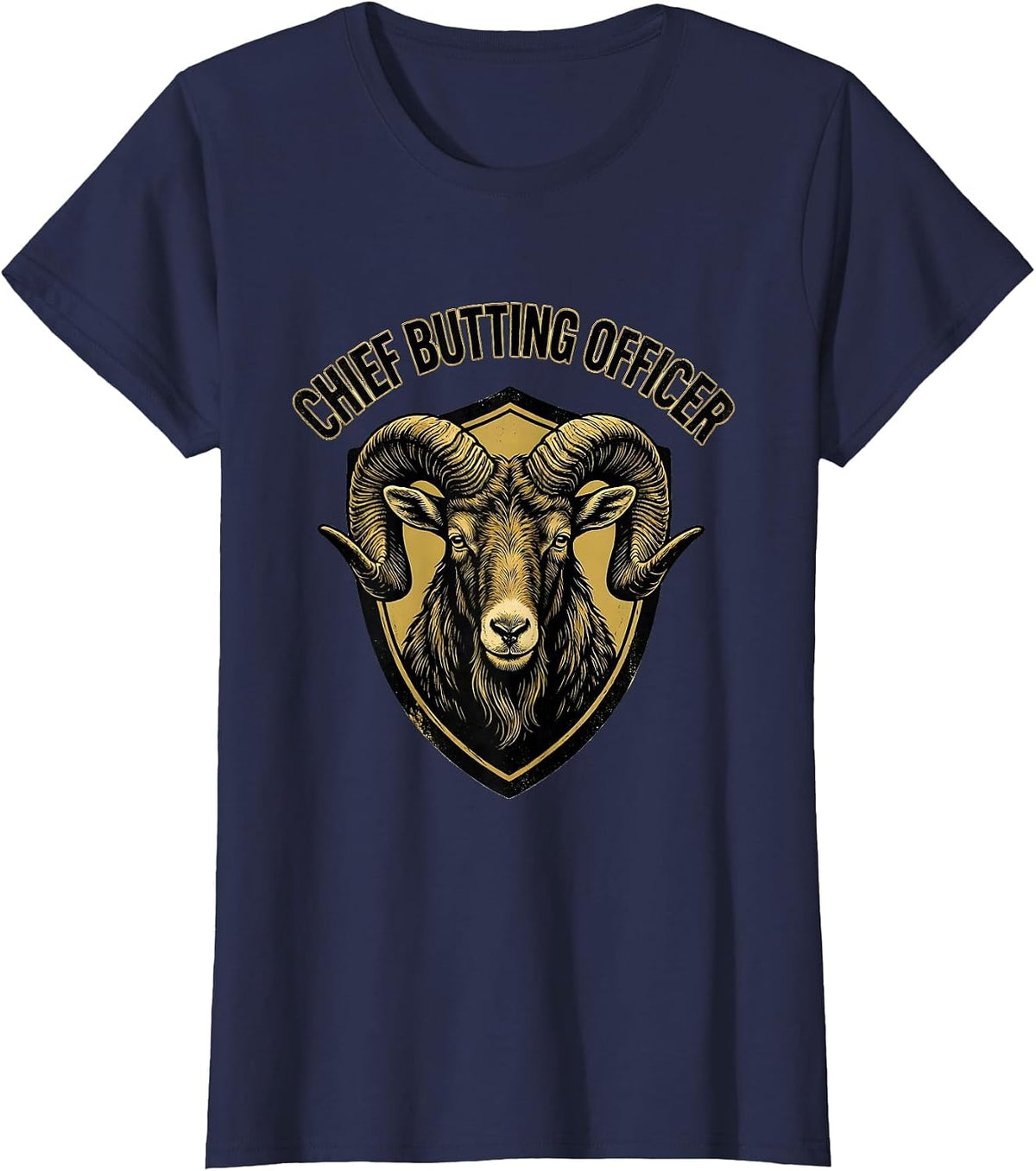 Women's Chief Butting Officer Funny Goat Lover Farmer Gift T-Shirt - Navy Blue