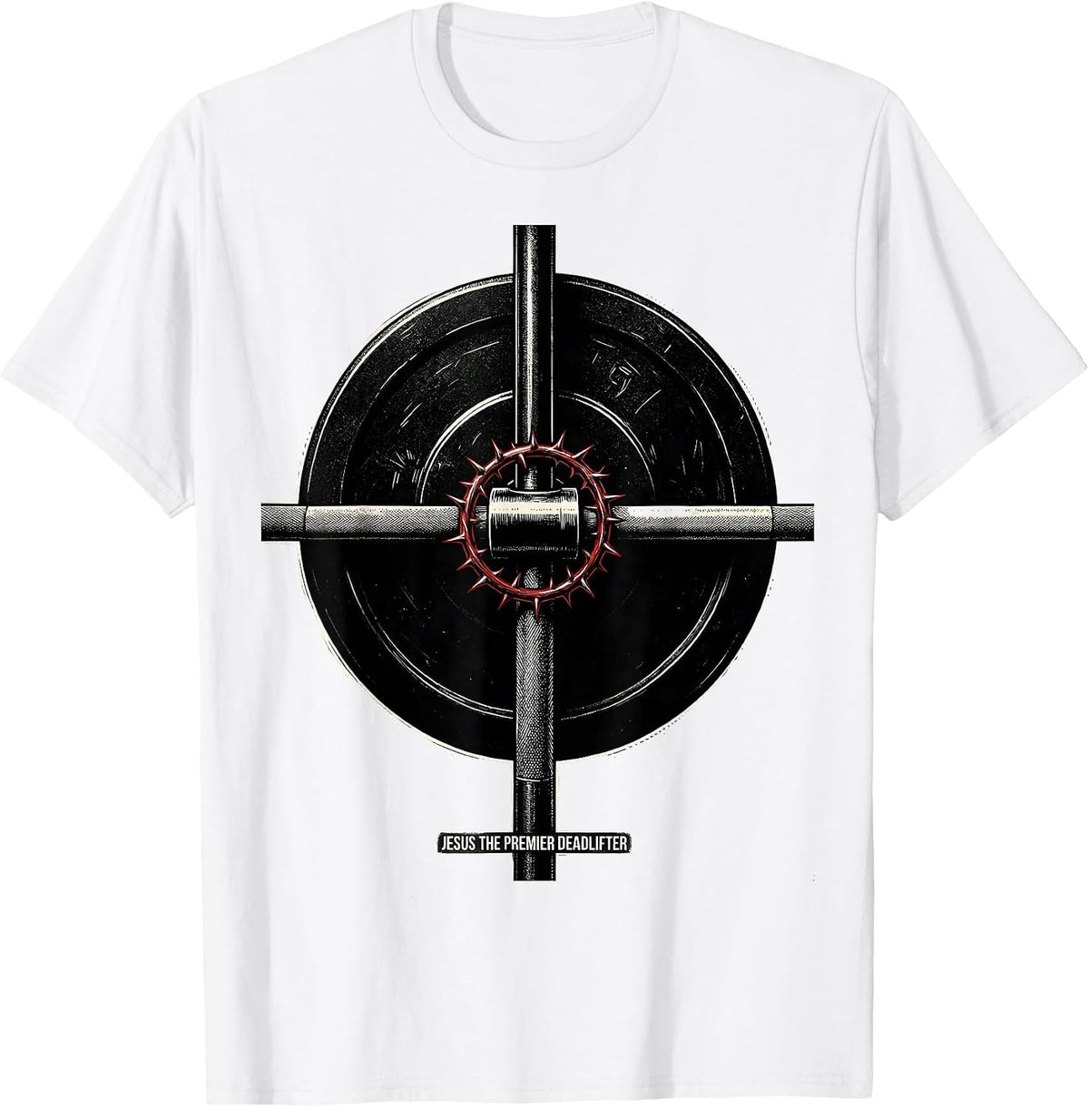 Men's Jesus The Premier Deadlifter Funny Christian Gym T-Shirt - White